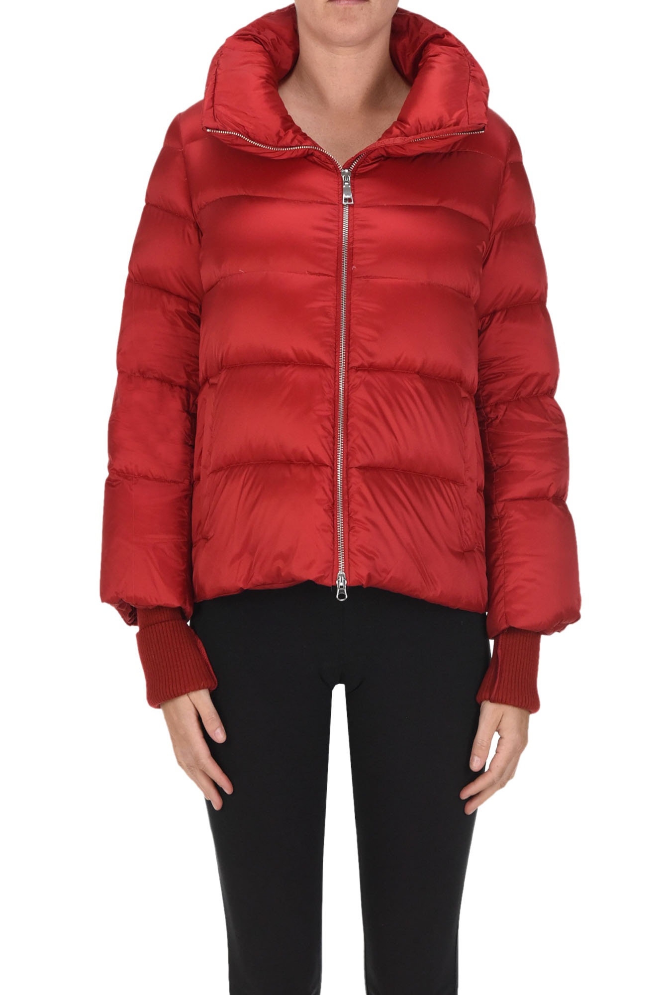 Add Cropped Ped Down Jacket In Fire Red