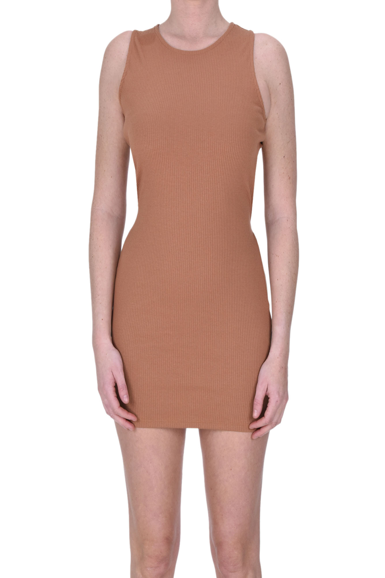 Shop Sessun Ribbed Mini Dress In Light Brown