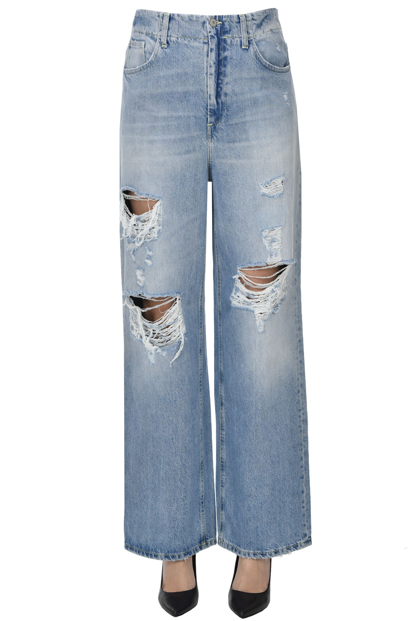 Dondup Mia Destroyed Jeans In Light Denim