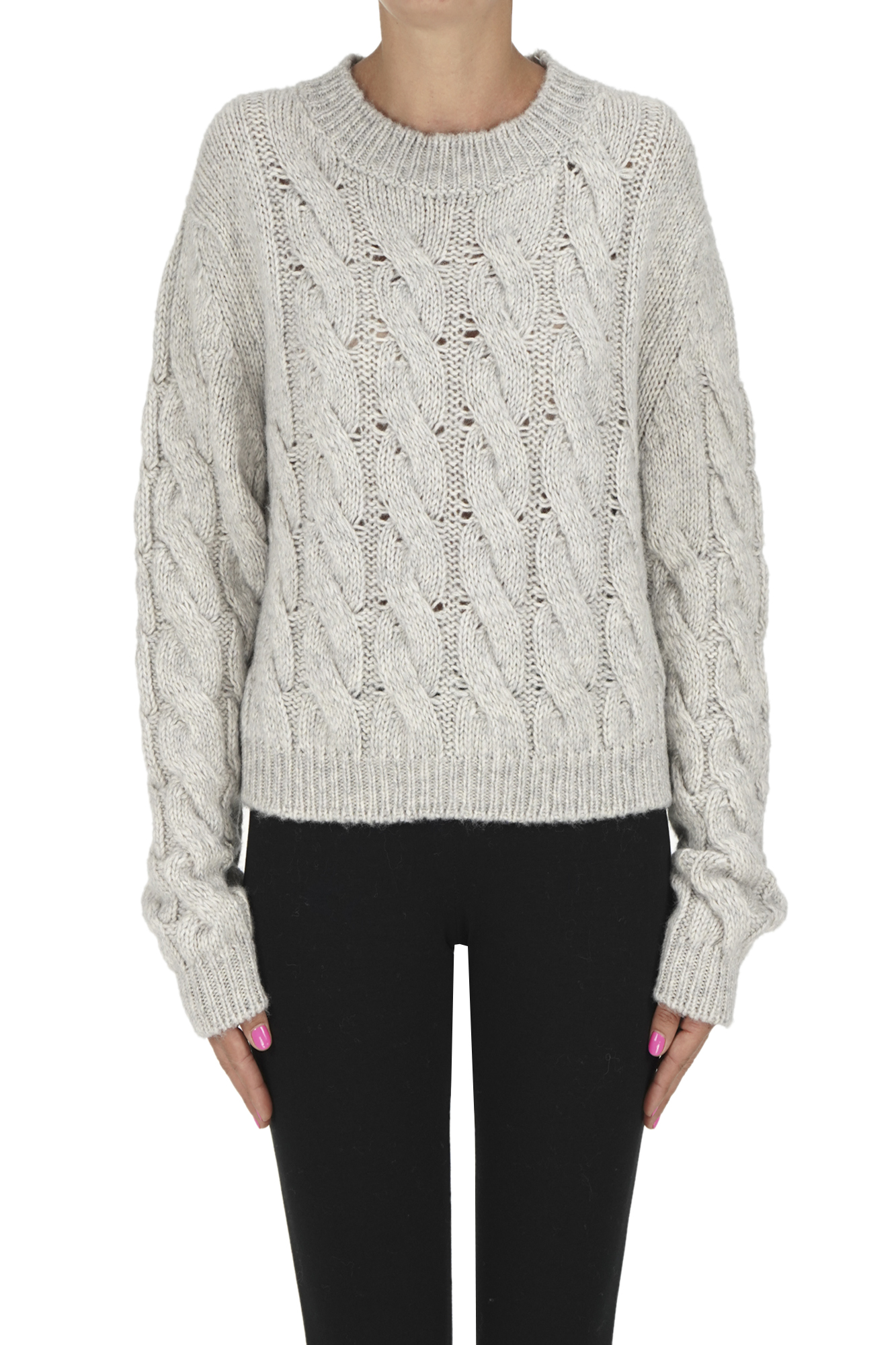 Millenovcentocinquanta7 Cable Knit Pullover In Gray