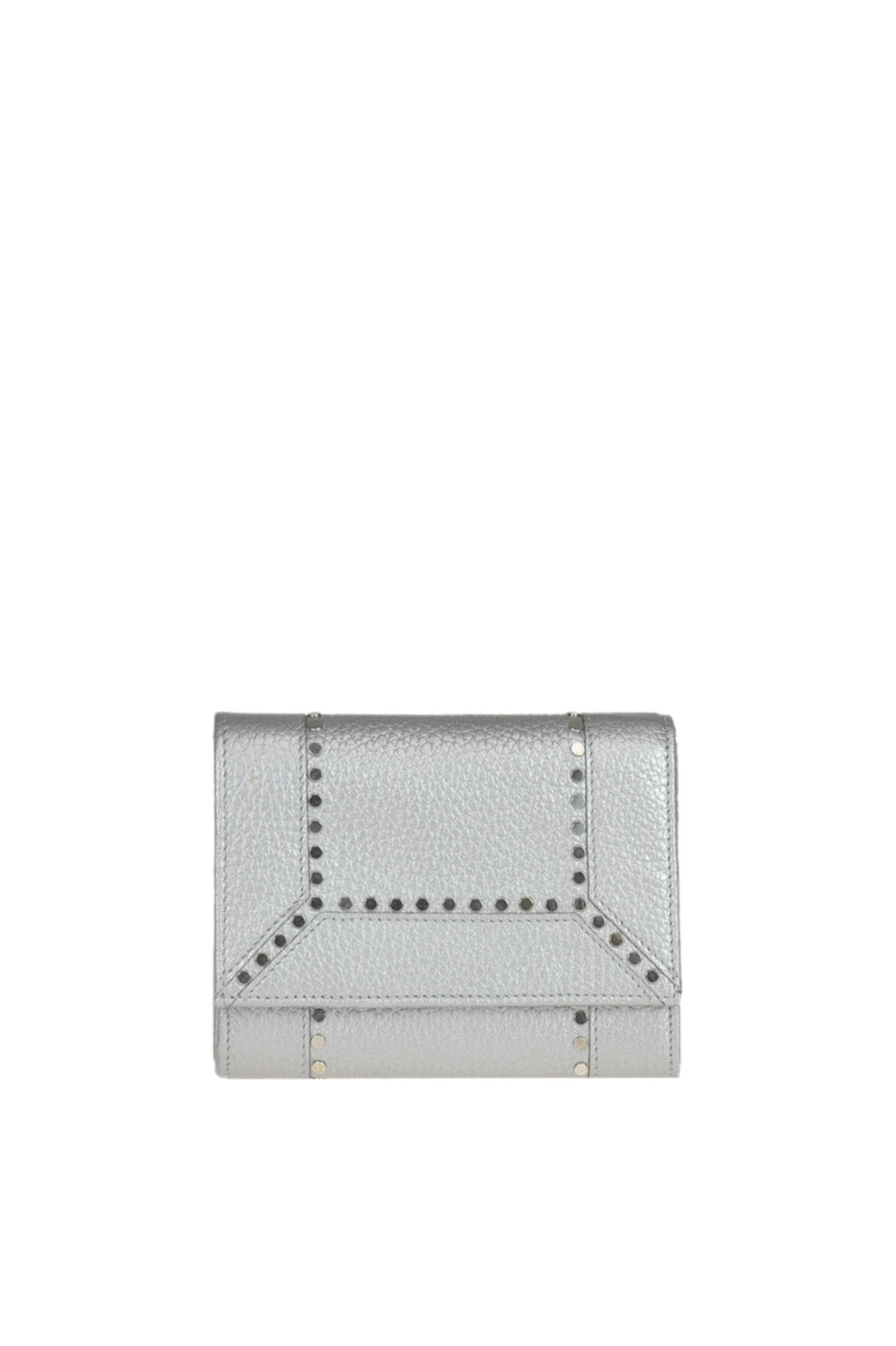 Orciani Studded Leather Wallet In Silver