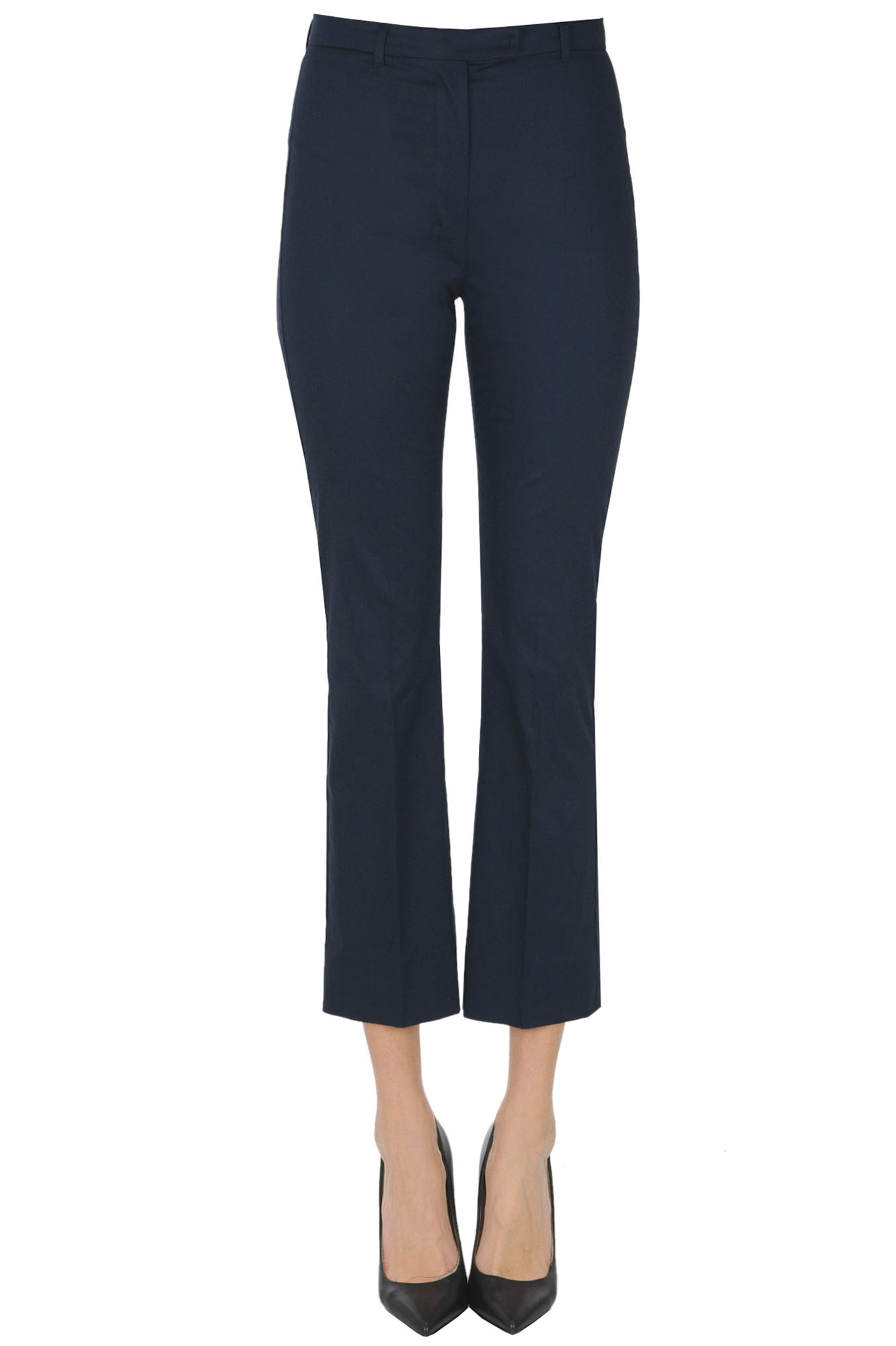 's Max Mara Amelia Cotton Trousers In Navy Blue