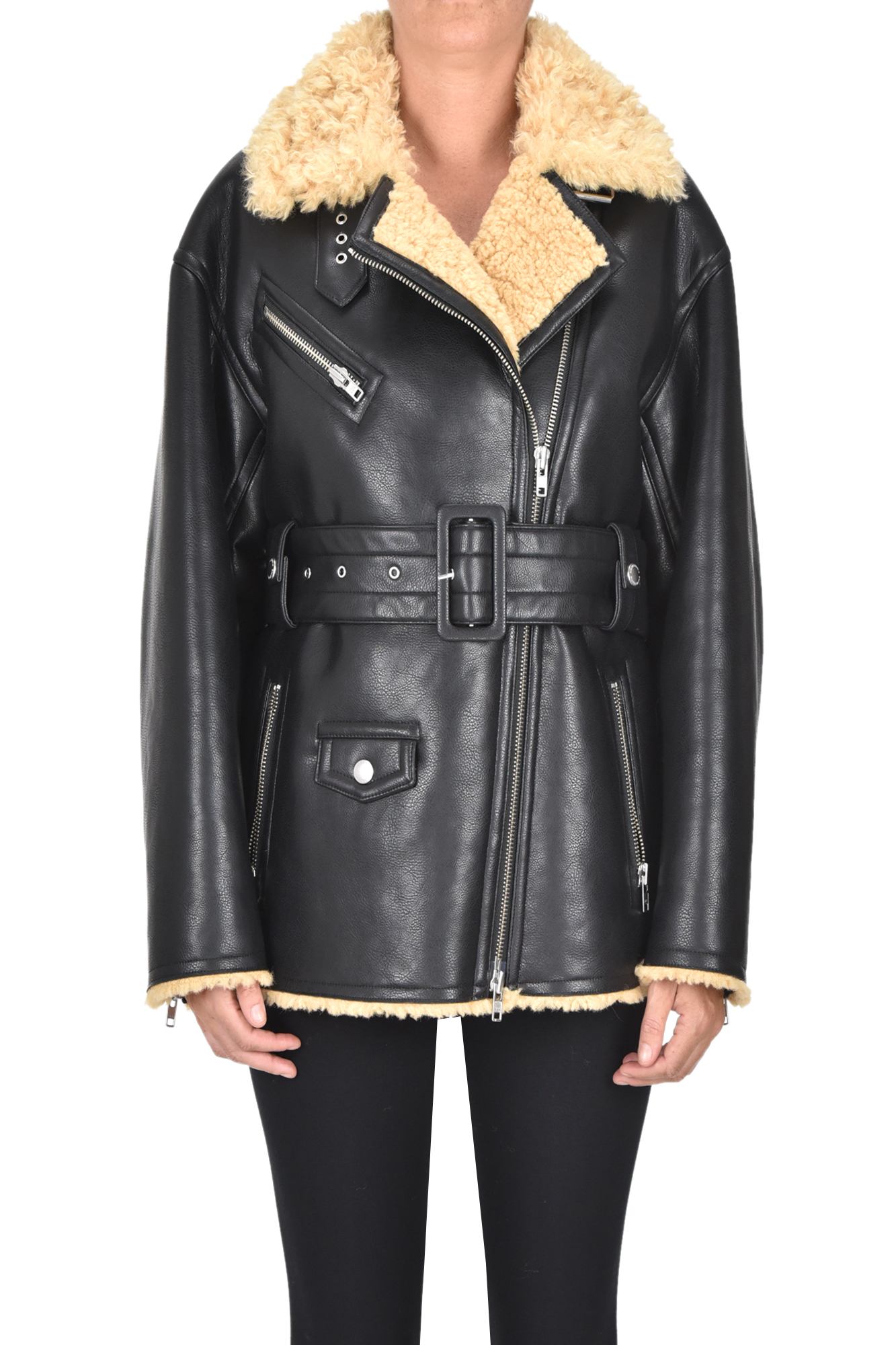 Stand Studio Eco-leather Biker Jacket In Black