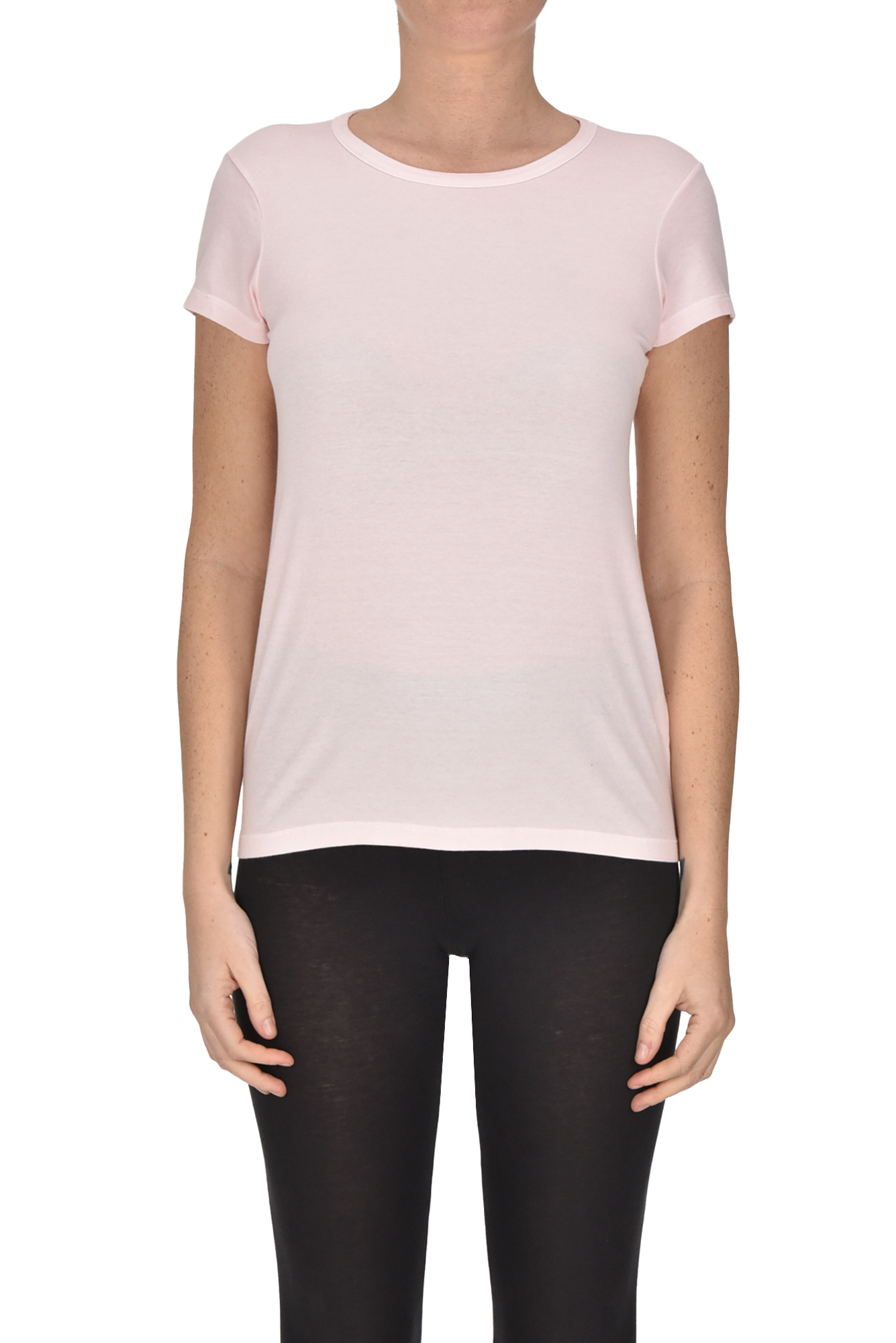 Base Milano Cotton T-shirt In Pale Pink