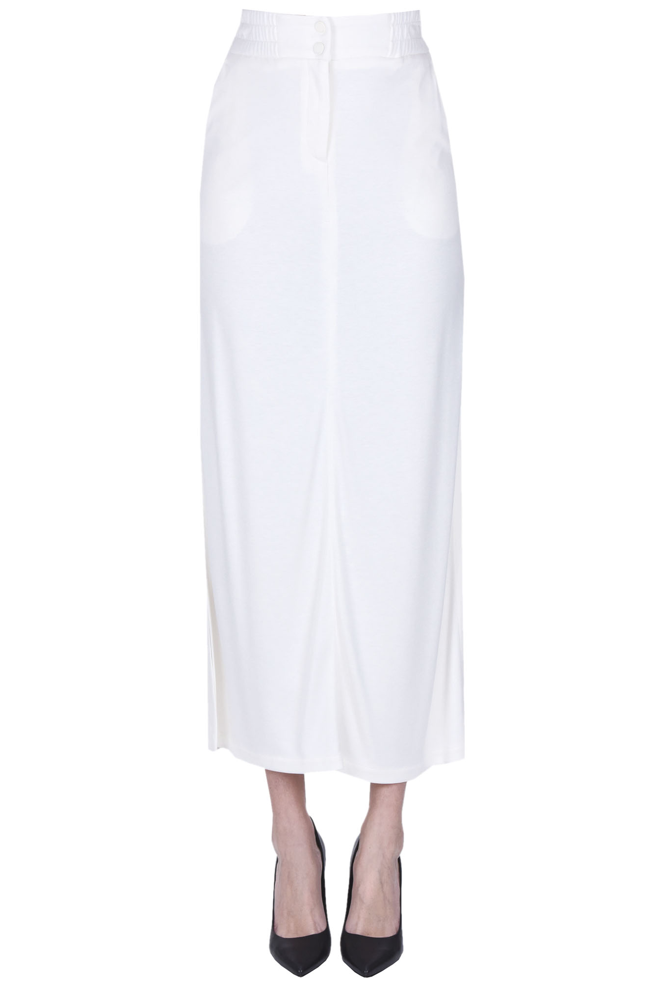 Shop Nenette Jersey Long Skirt In Ivory