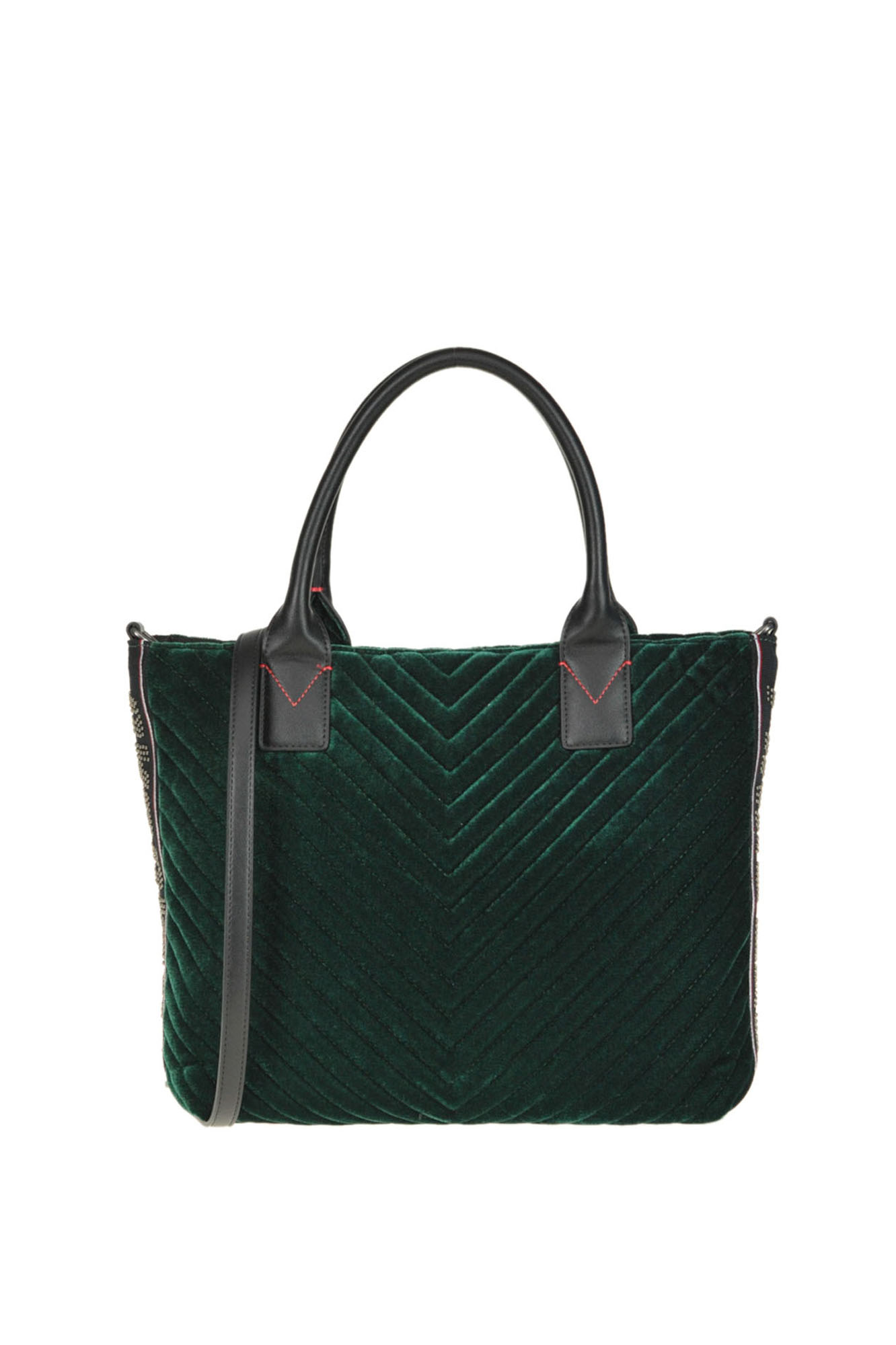 Pinko Adams Quilted Velvet Bag In Dark Green