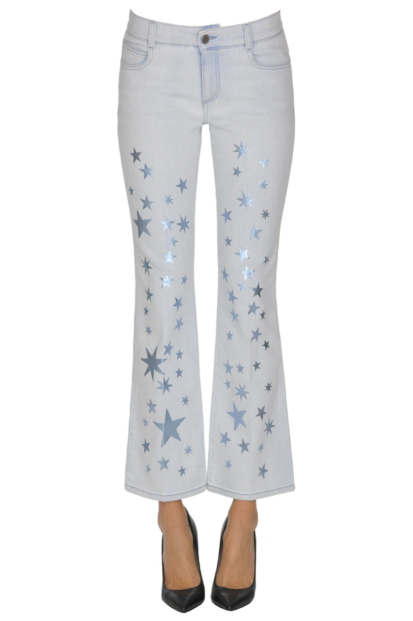 Stella Mccartney Printed Stars Jeans In Light Denim