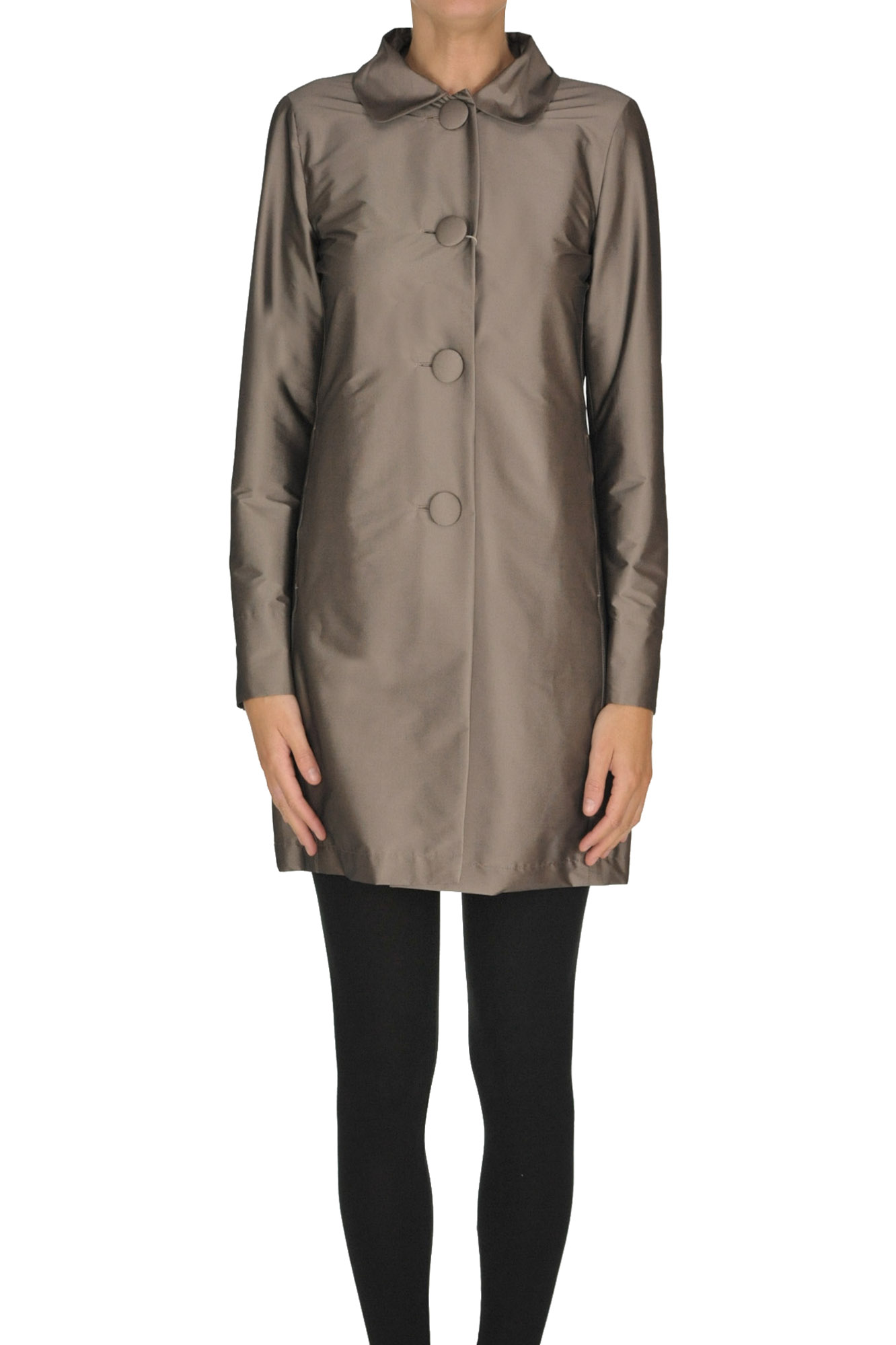 Herno Iridescent Fabric Coat In Dove-grey