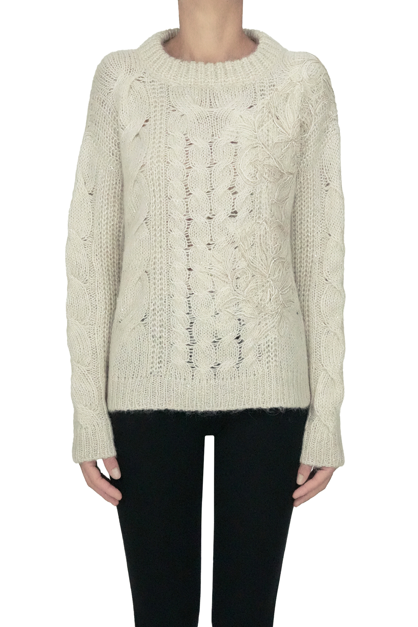 D Exterior Textured Knit Pullover In Multi