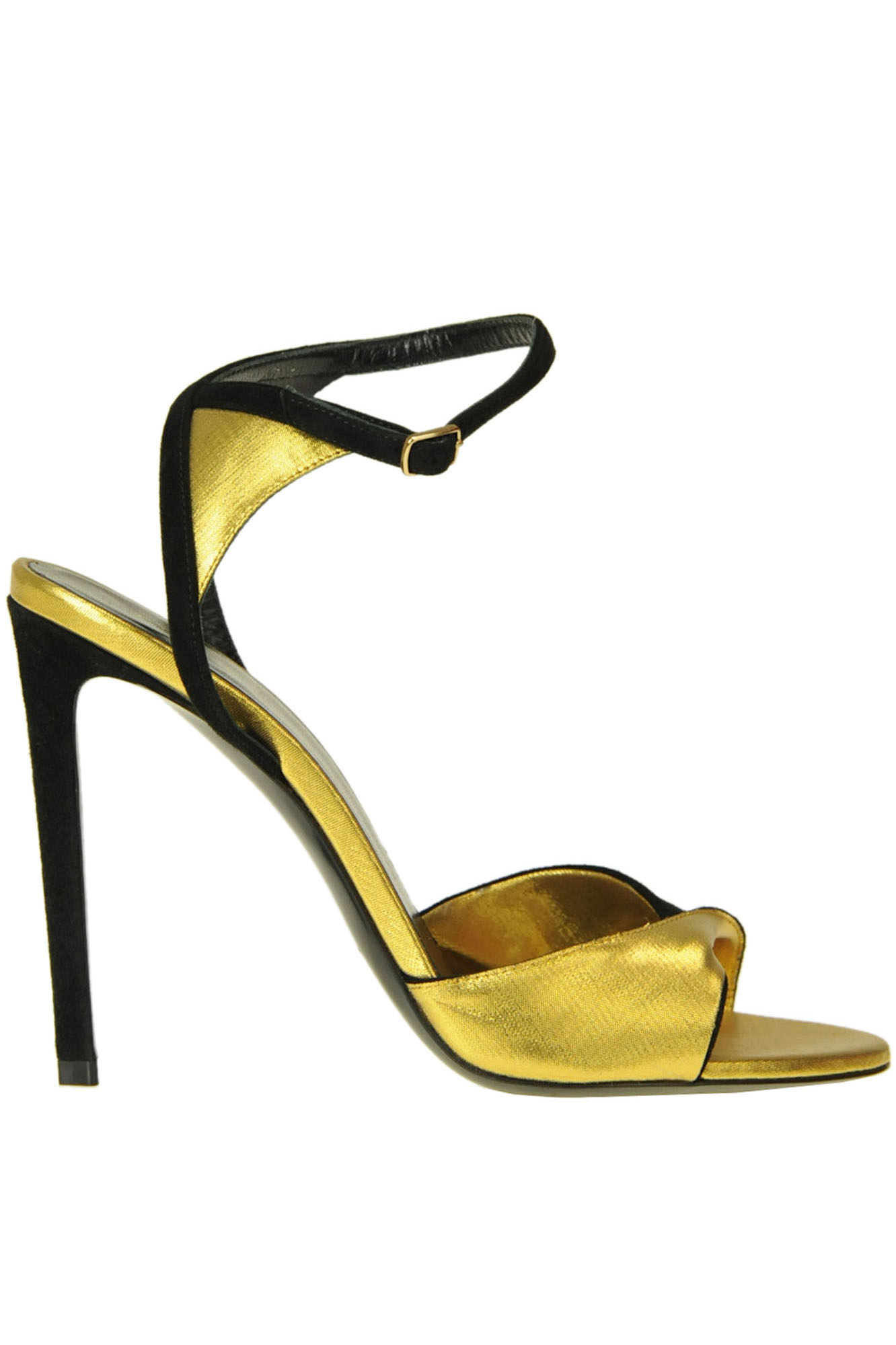 CELINE SUEDE AND METALLIC EFFECT FABRIC SANDALS