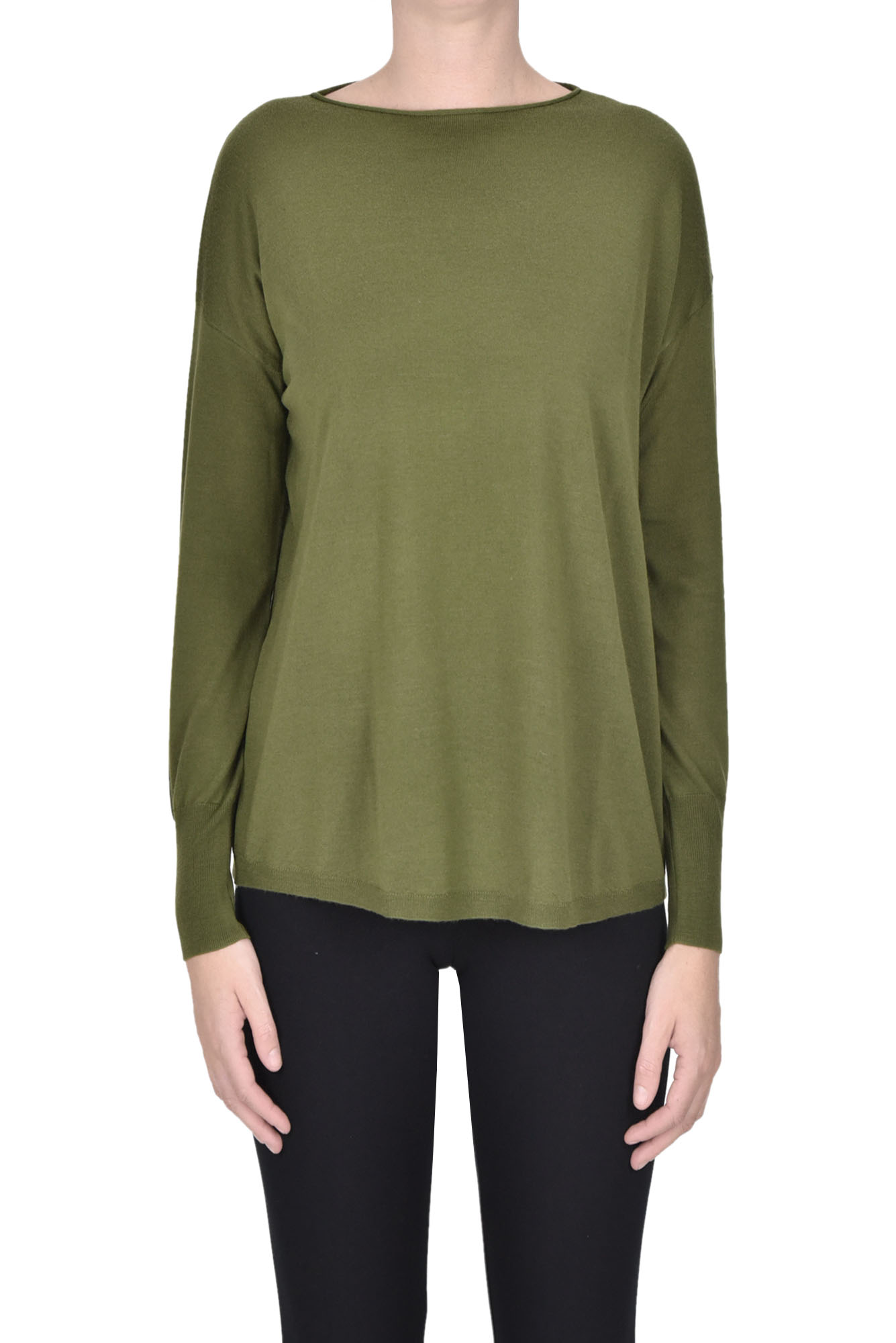 Aspesi Crew Neck Long Sleeve Sweater In Green