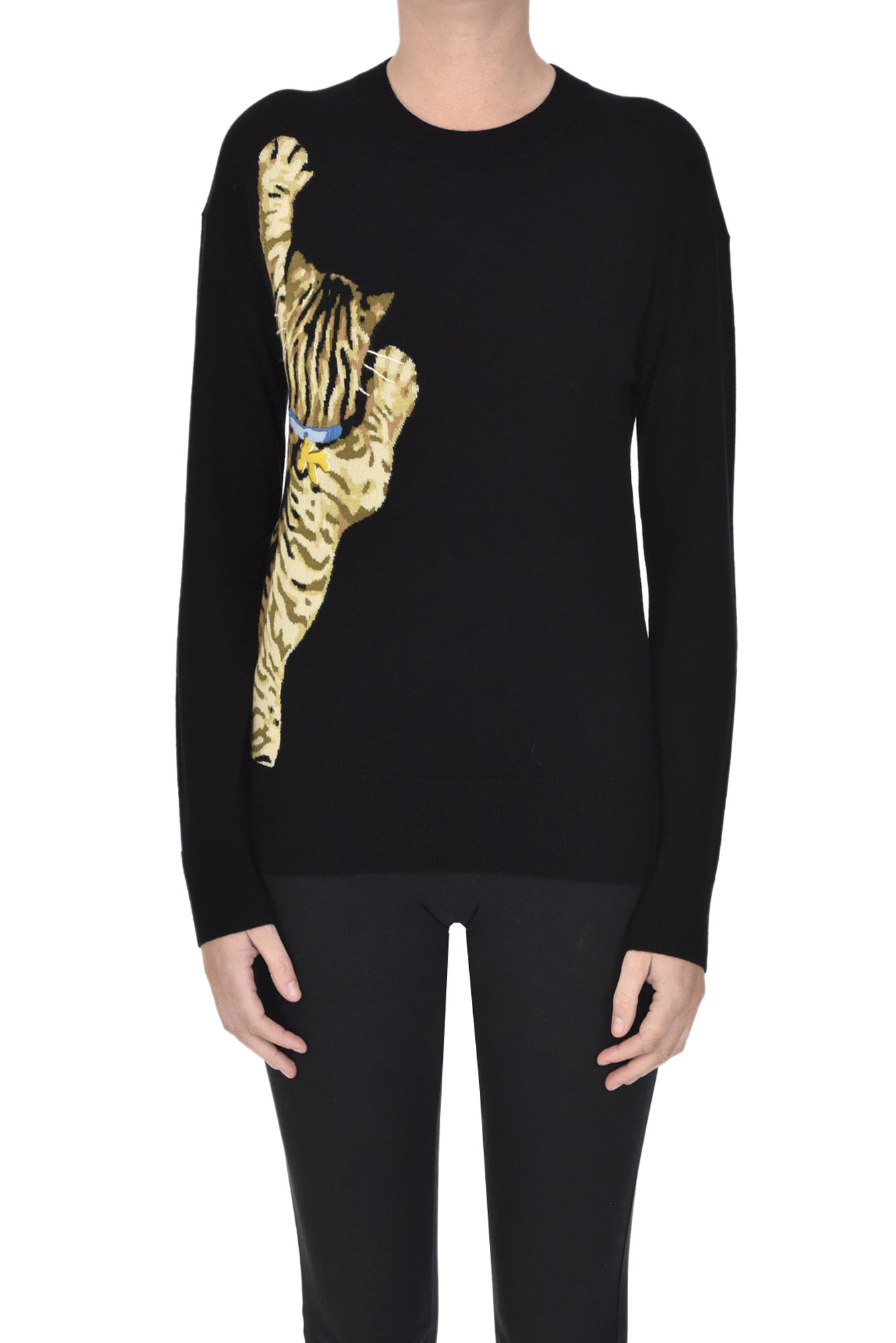 KRIZIA EMBROIDERED EXTRAFINE KNIT PULLOVER