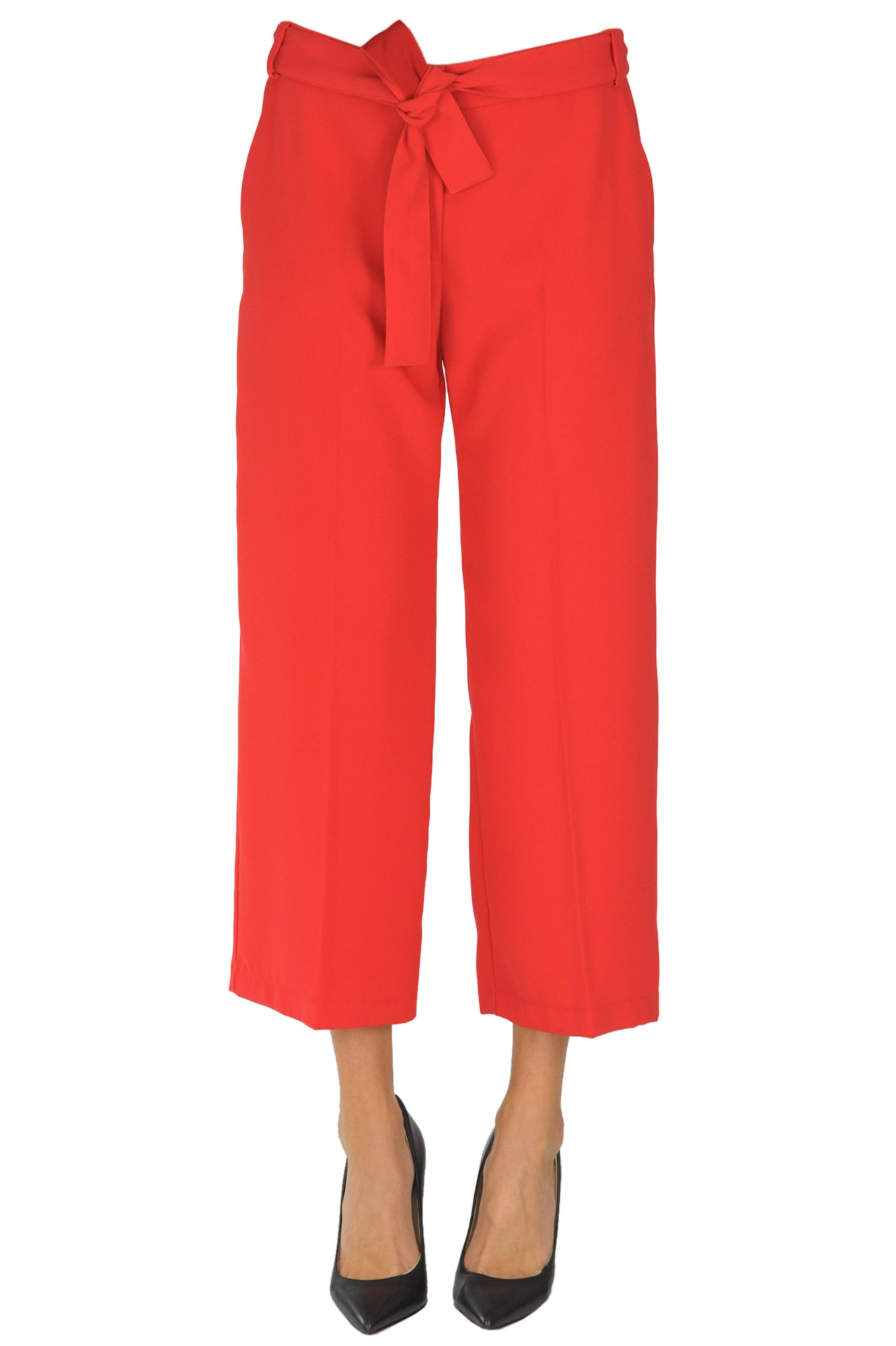 Pinko Ciro Cropped Trousers In Red