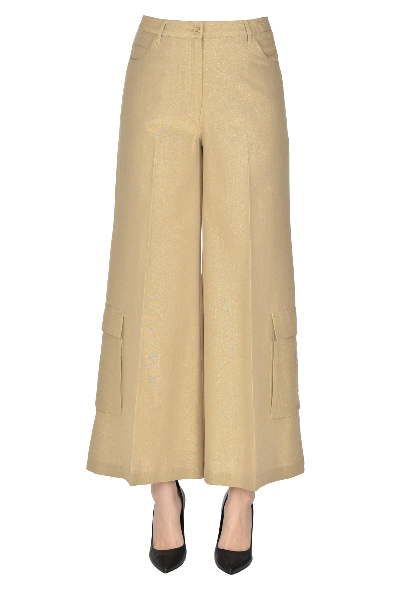 Mes Demoiselles Gilles Glittered Cargo Trousers In Gold