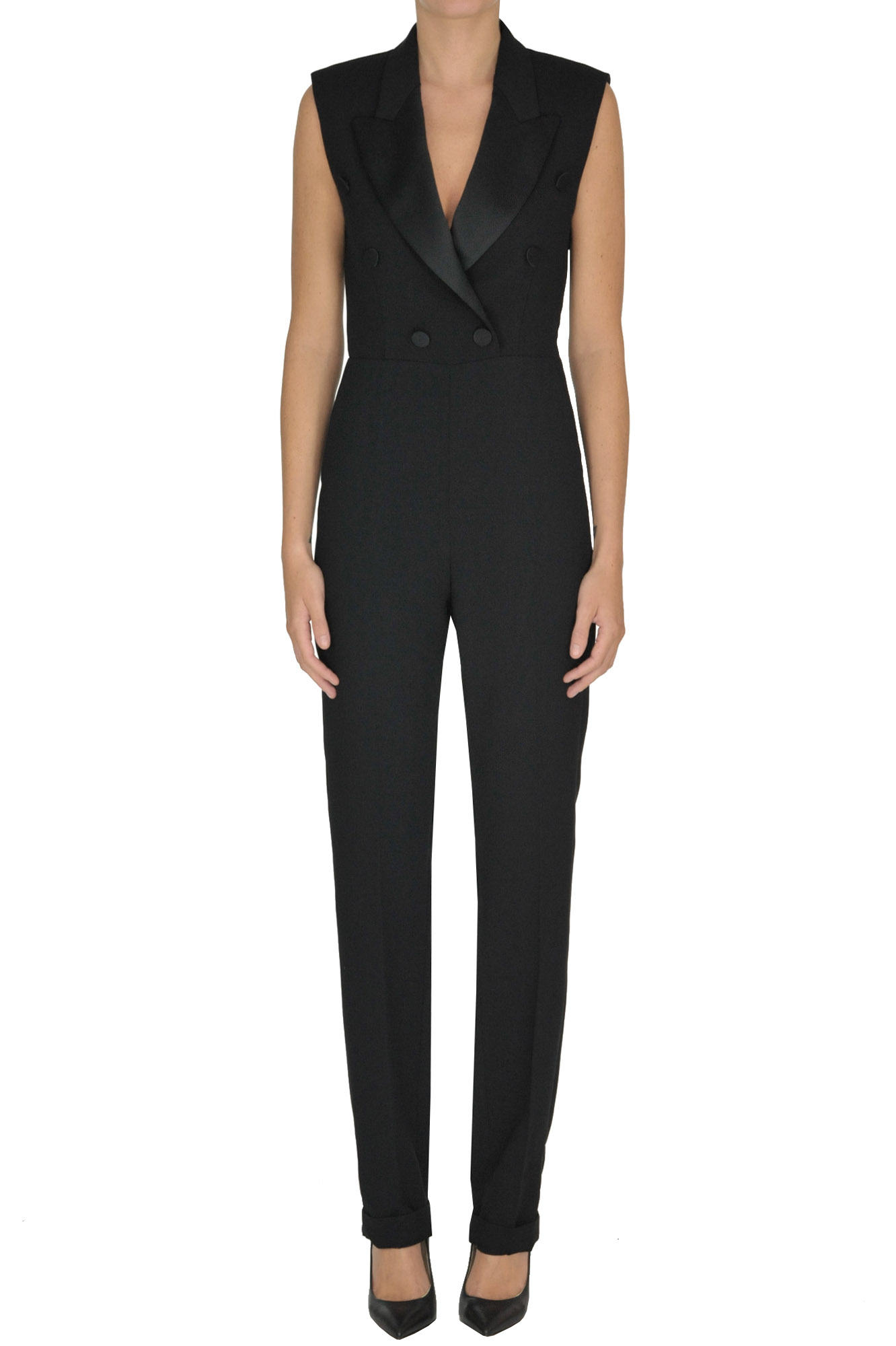 Msgm Double-breasted Jumpsuit In Black