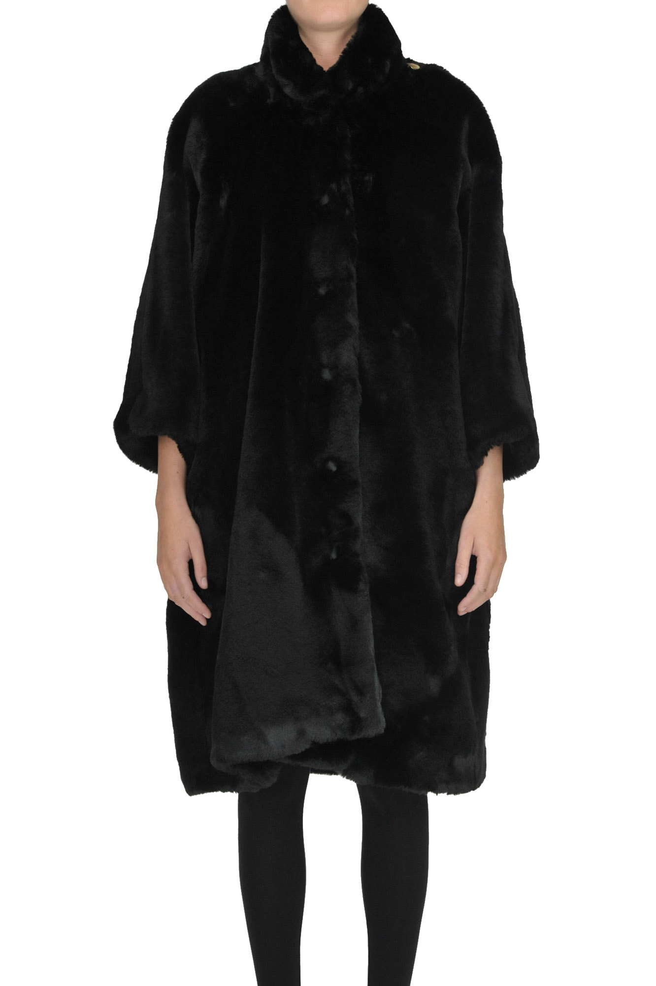 Balenciaga Oversized Eco-fur Coat In Black