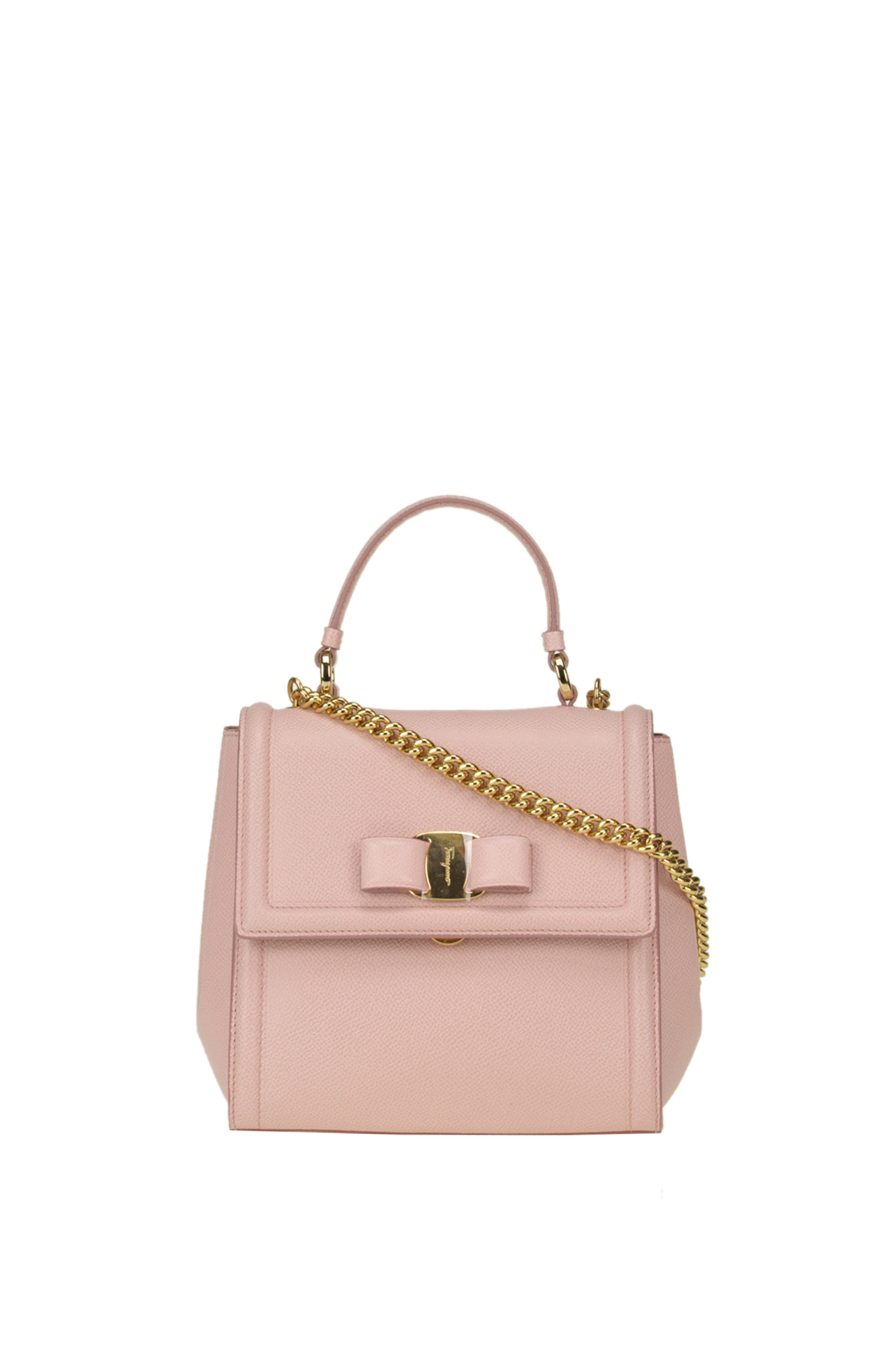 Ferragamo Carrie Pebble Grainy Leather Bag In Pink