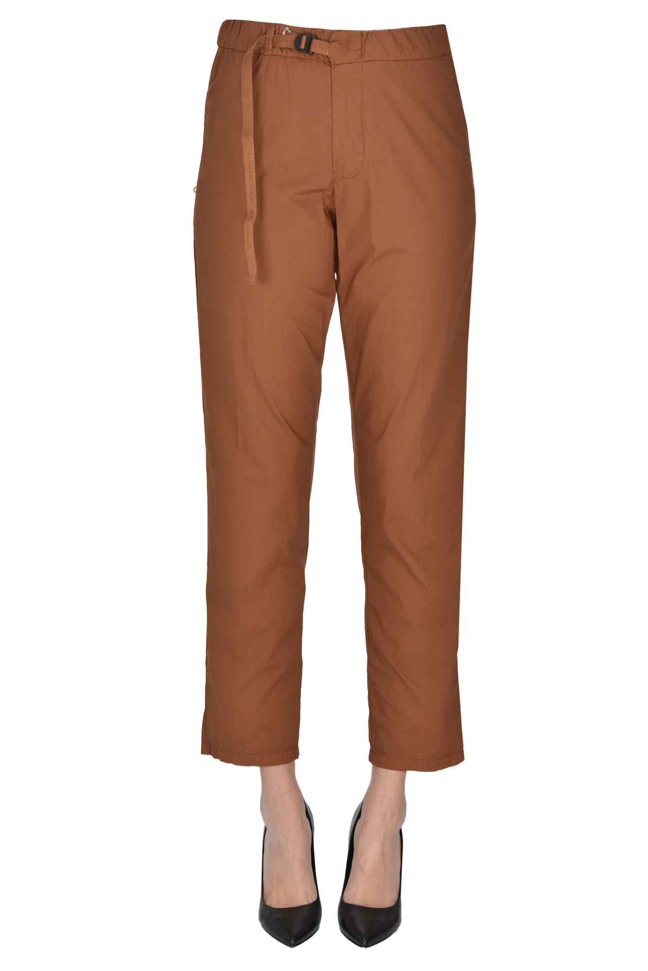 White Sand Marylin Cotton Trousers In Sienna