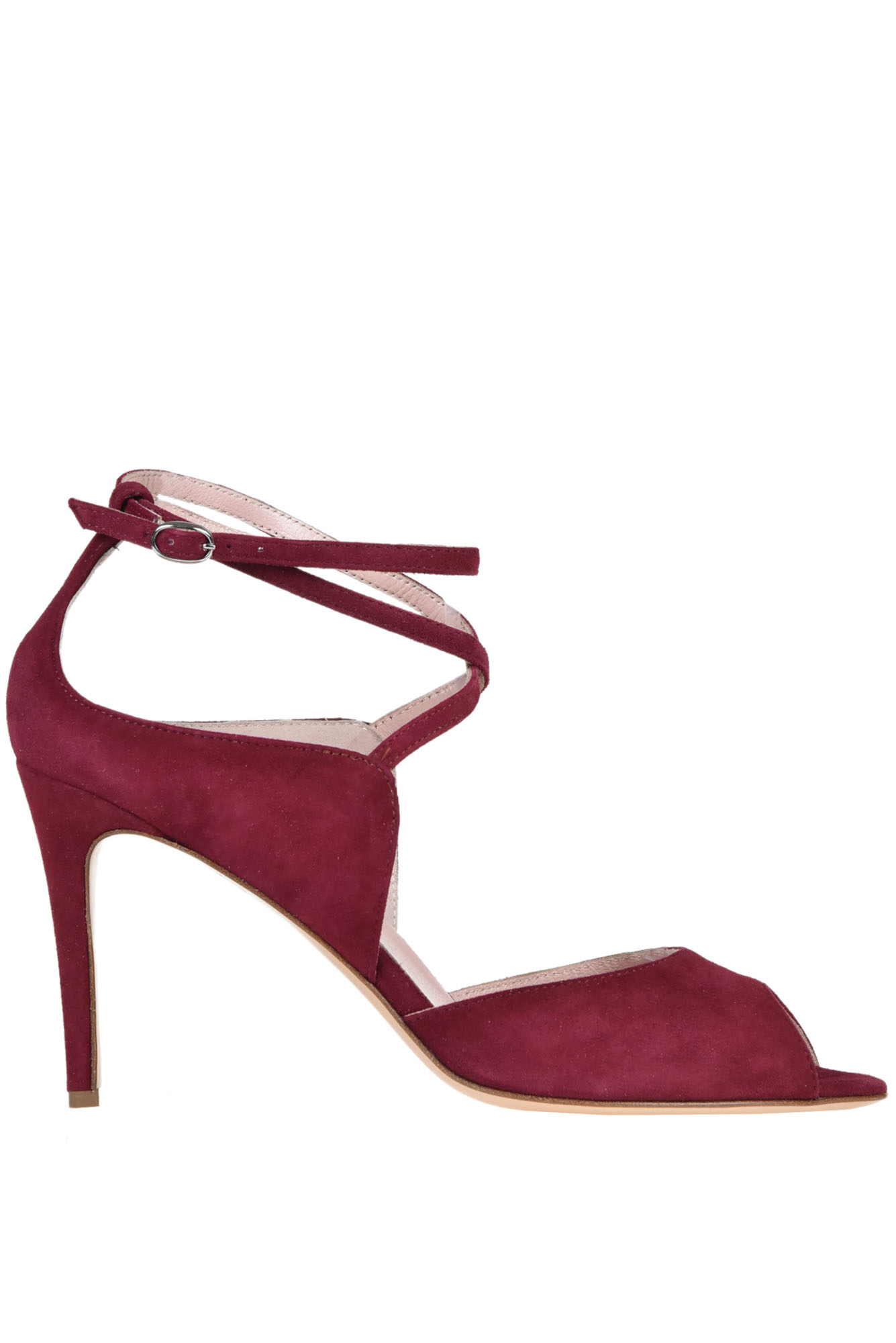 Anna F Suede Sandals In Fire Red