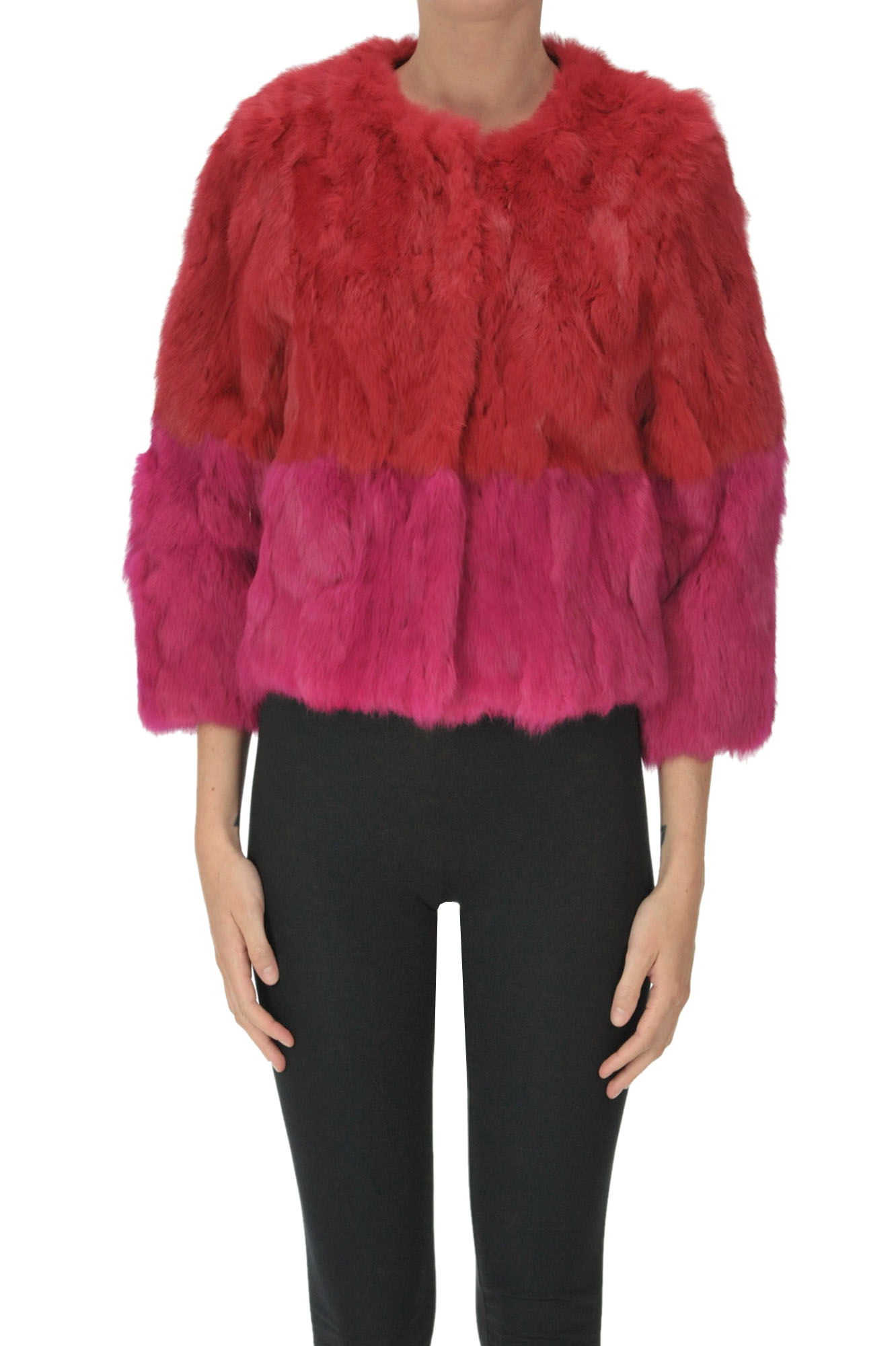 Betta Corradi Cropped Fur Jacket In Multicoloured