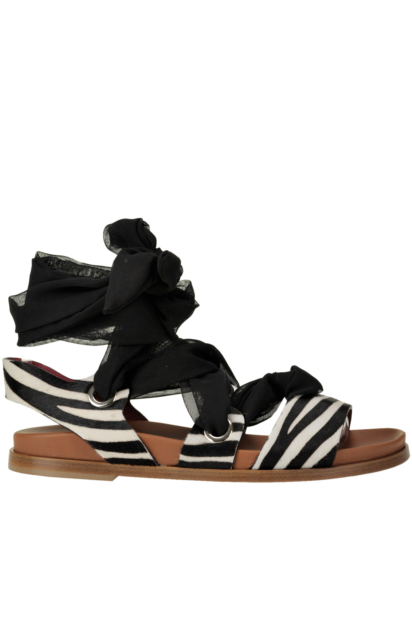 Self-tie crepè laces haircalf sandals