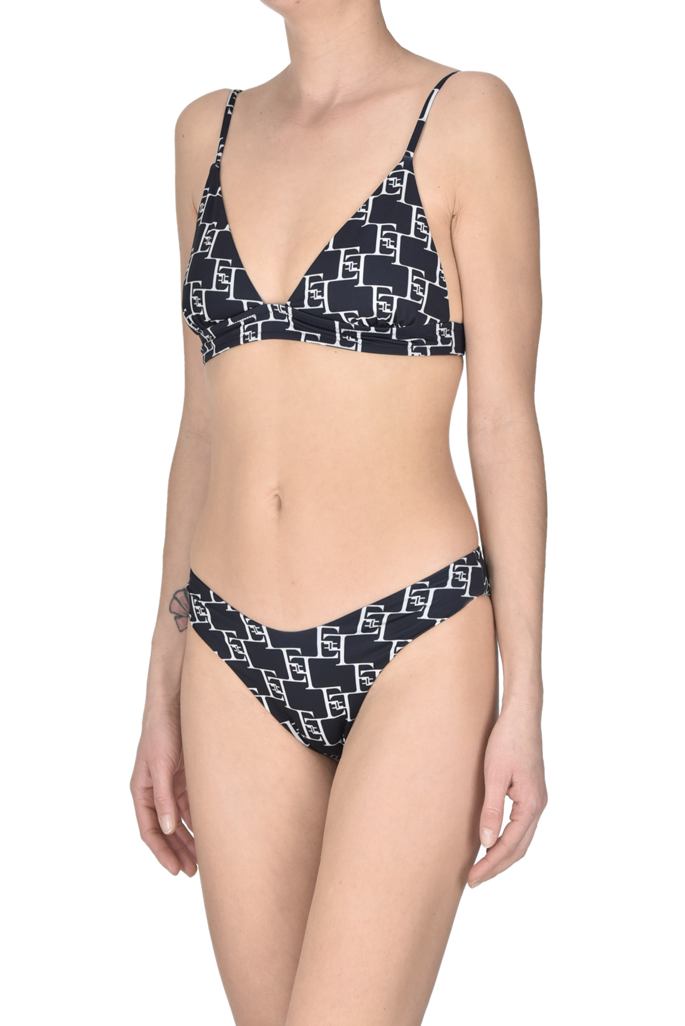 ELISABETTA FRANCHI DESIGNER LOGO PRINT BIKINI