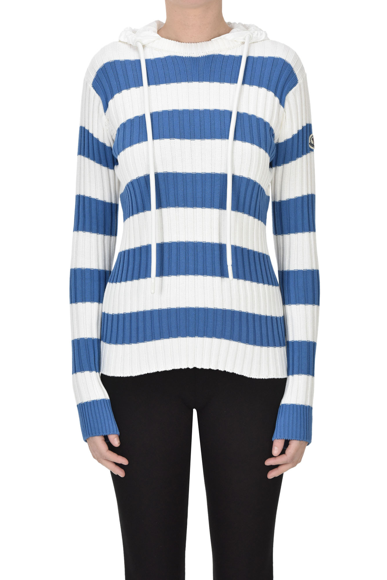 Shop Moncler Striped Pullover In Blue