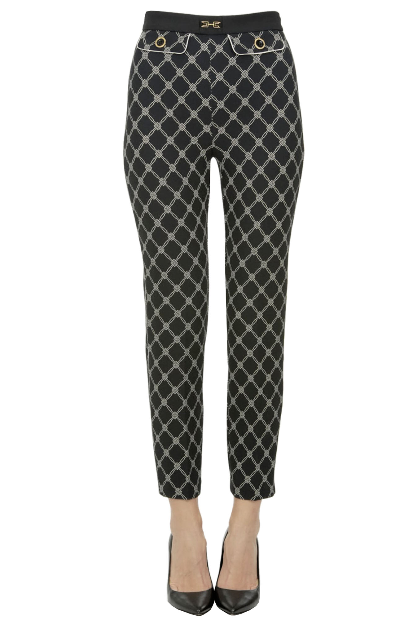 Designer logo print cigarette trousers