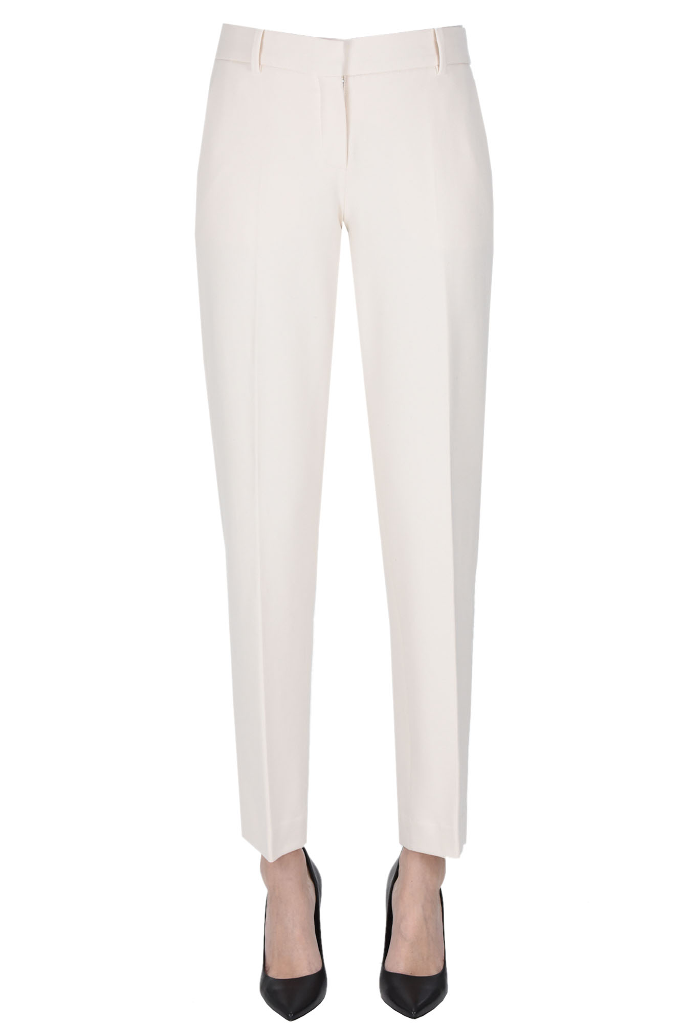 Shop Circolo 1901 Fleece Chino Trousers In Cream