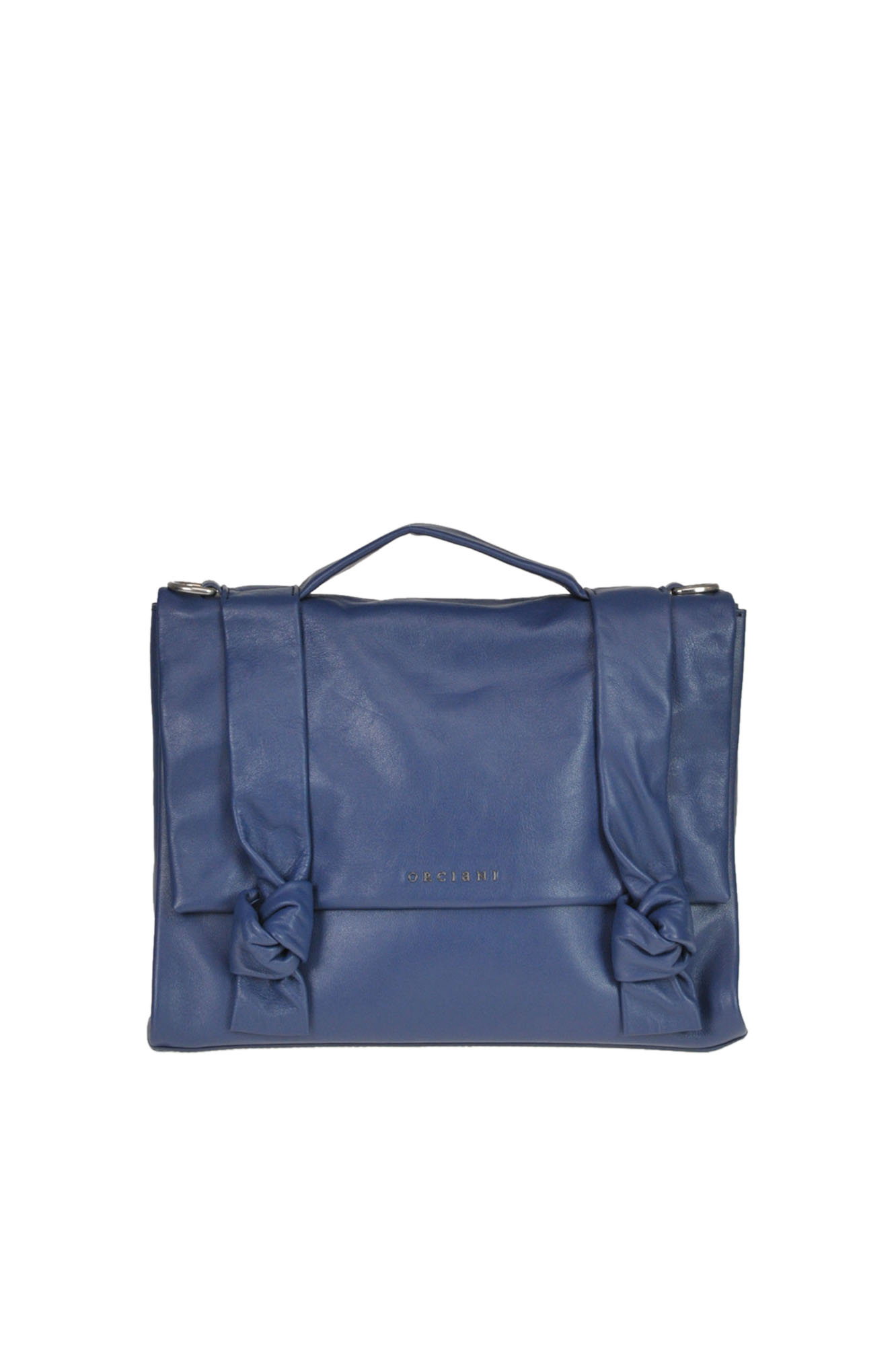Orciani Bella Leather Bag In Navy Blue