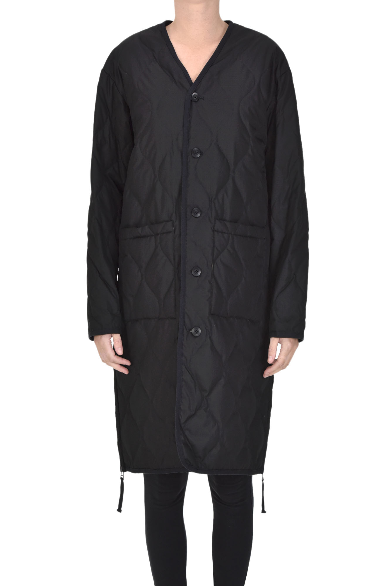 Taion Lightweight Long Down Jacket In Black