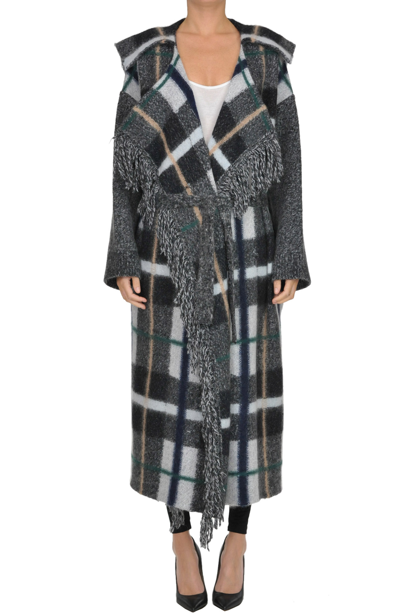Stella Mccartney Checked Print Knitted Coat In Multicoloured