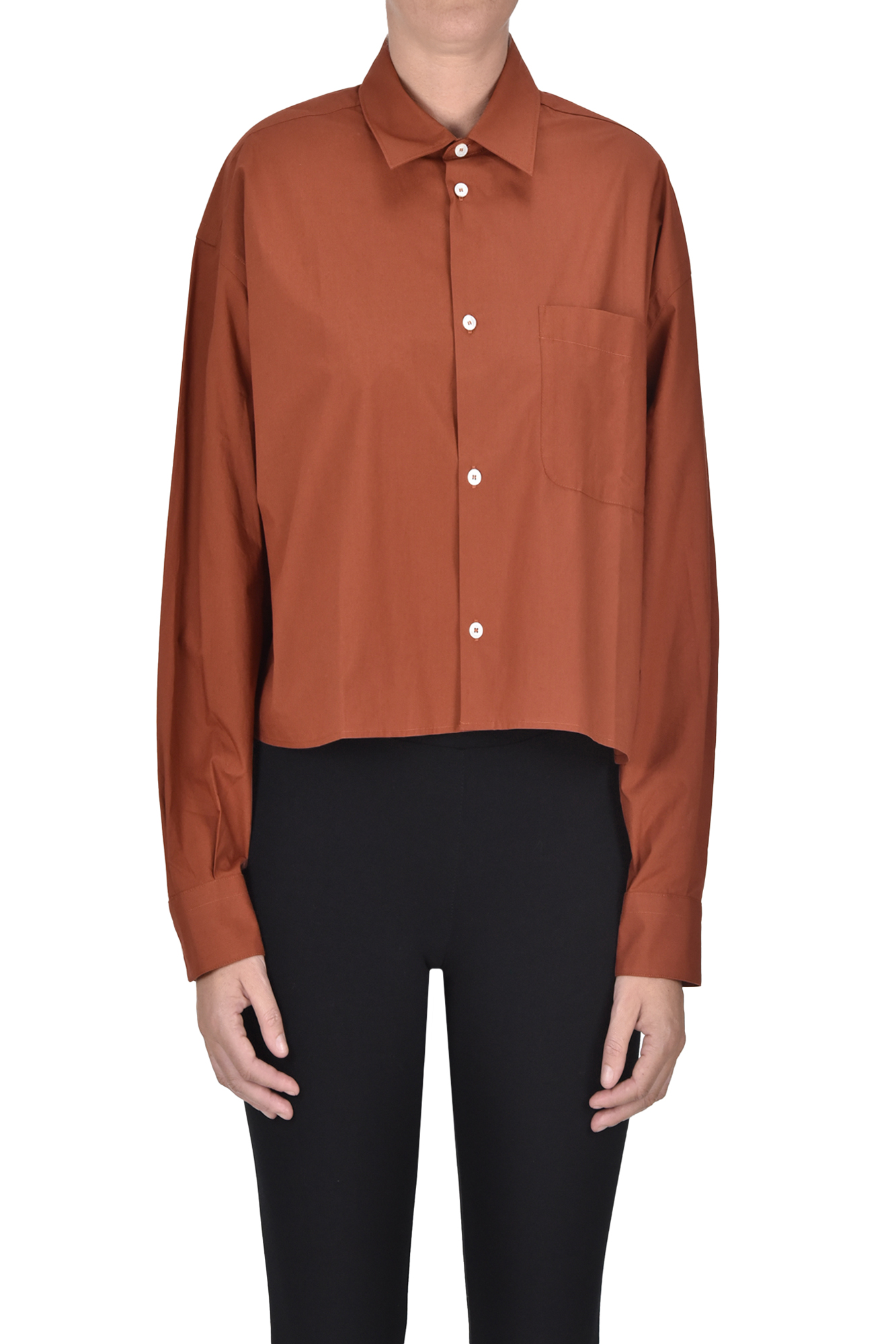 Apc Cropped Wide Shirt In Brown