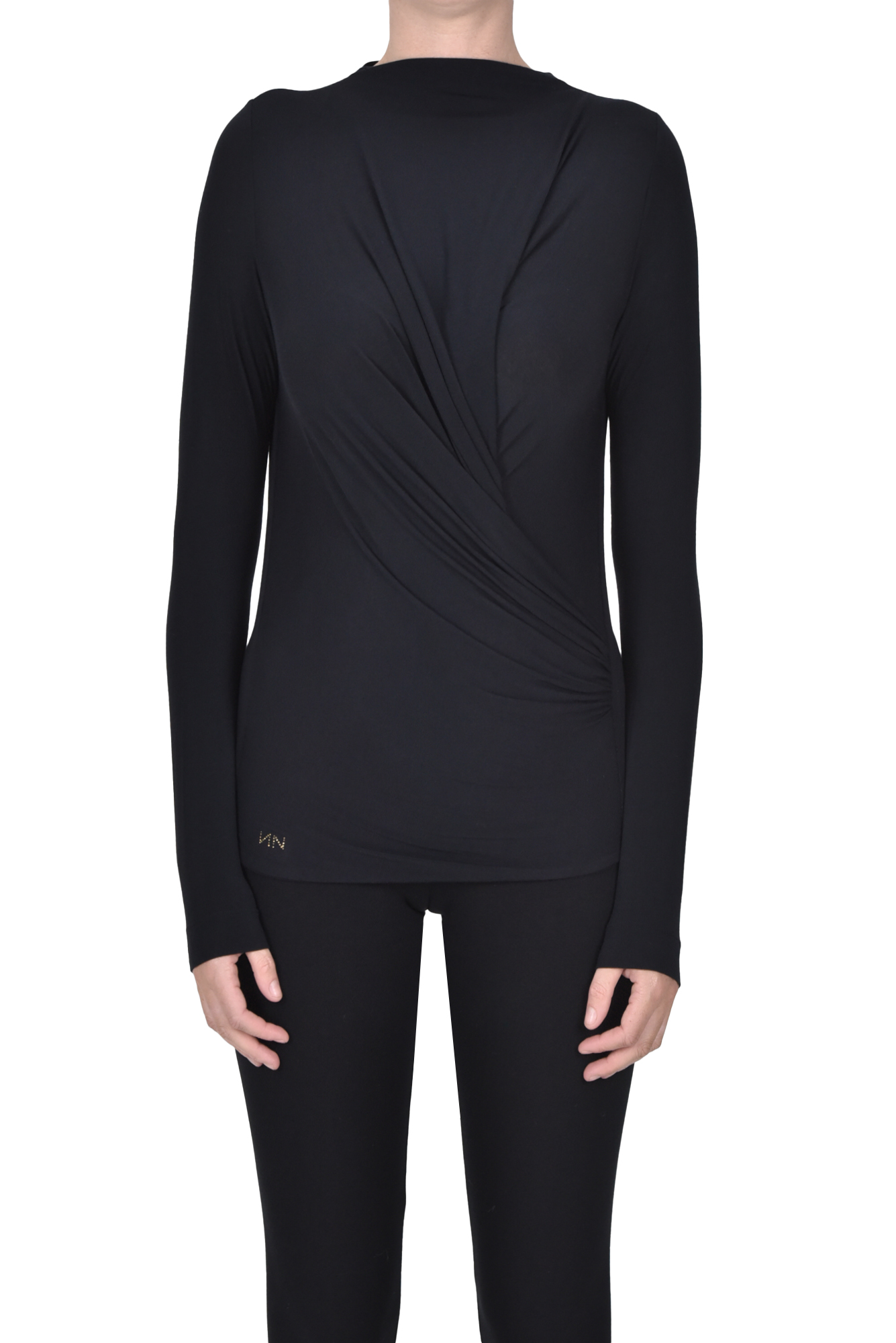 T-shirt con drappeggio frontale