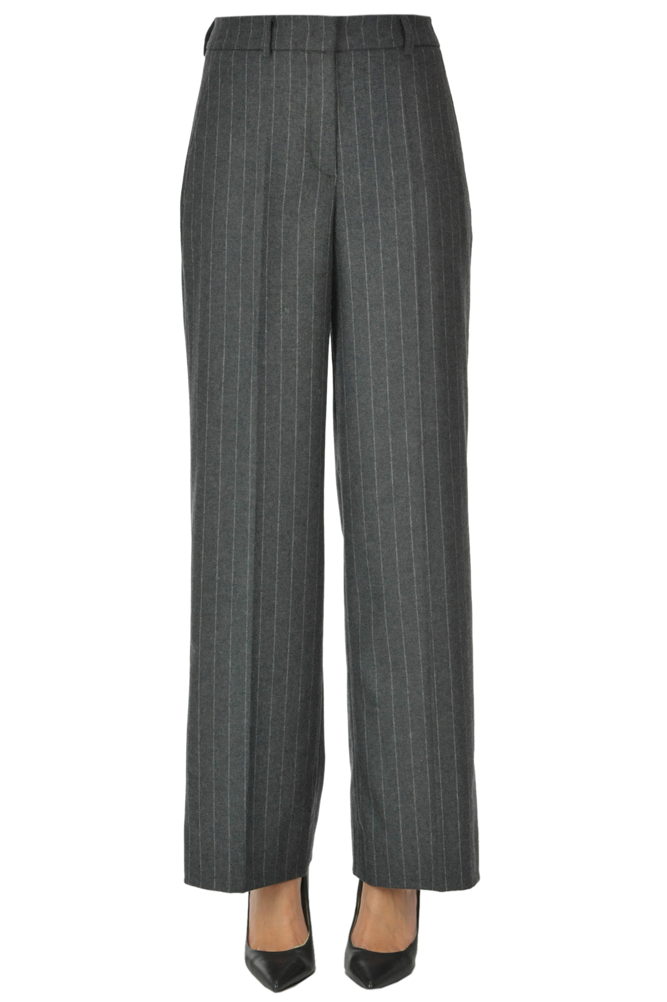 I.c.f. Pinstriped Trousers In Charcoal