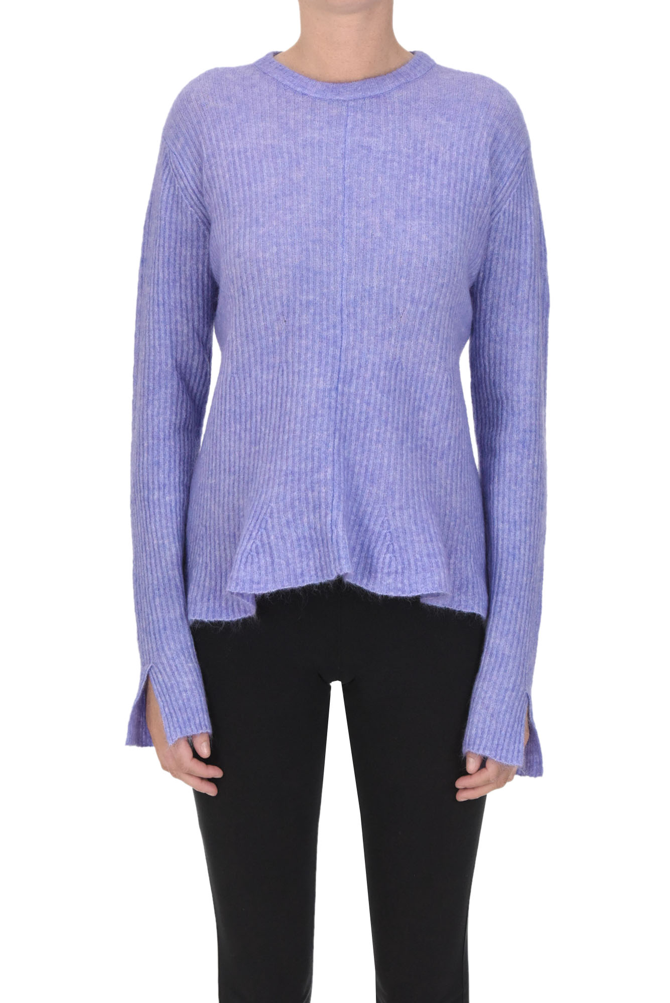ALYSI RIBBED MOHAIR-BLEND KNIT PULLOVER