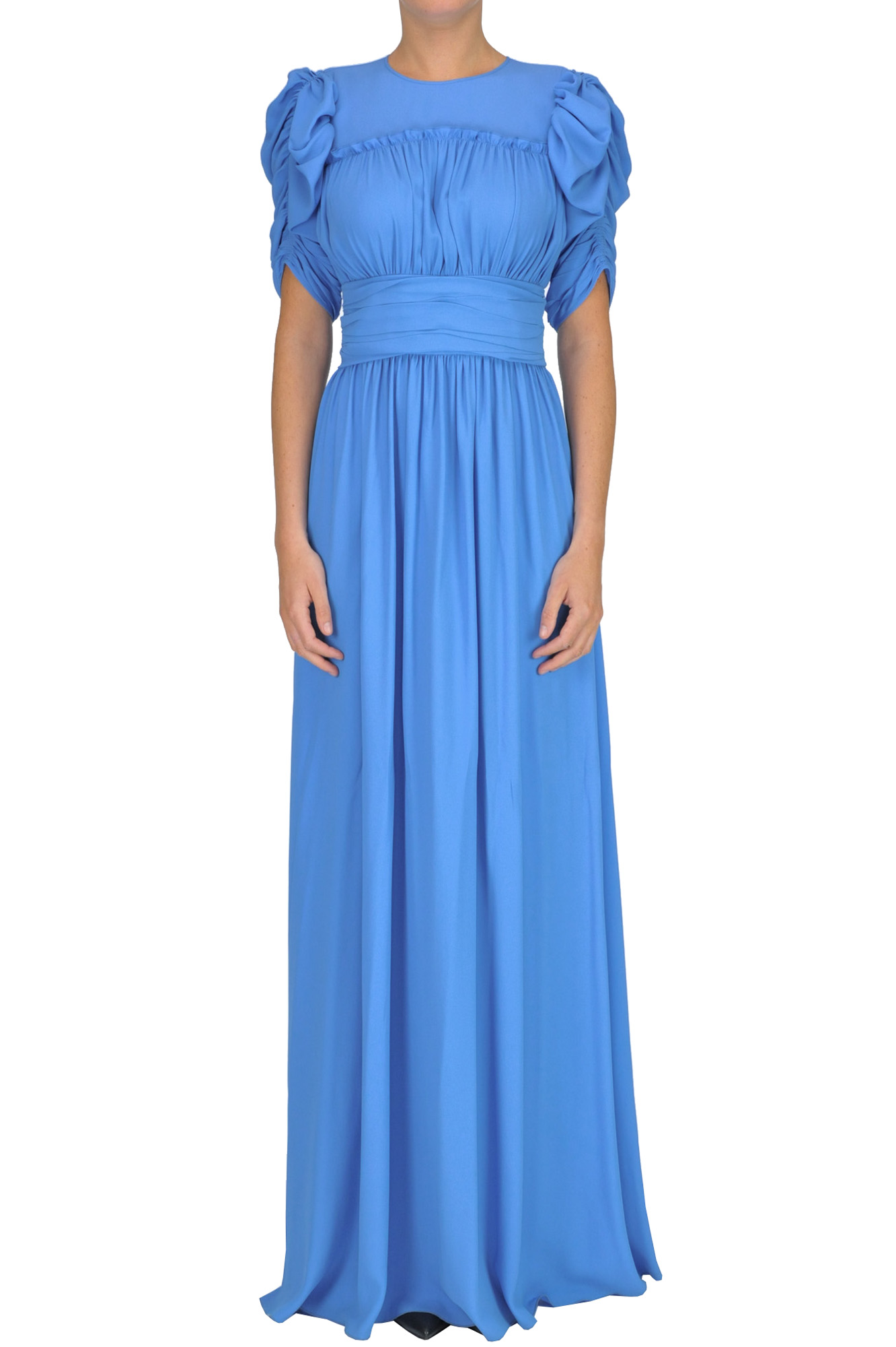 N°21 Crepè Long Dress In Light Blue