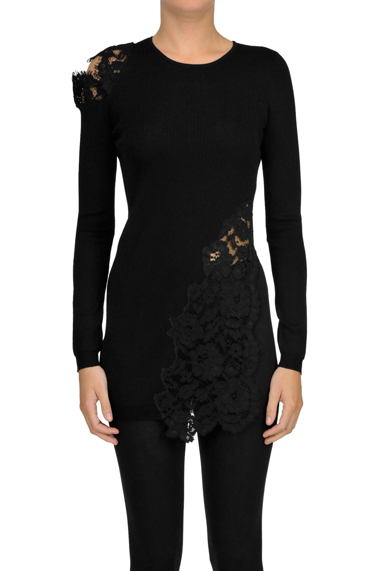 Pinko Lace Inserts Pullover In Black