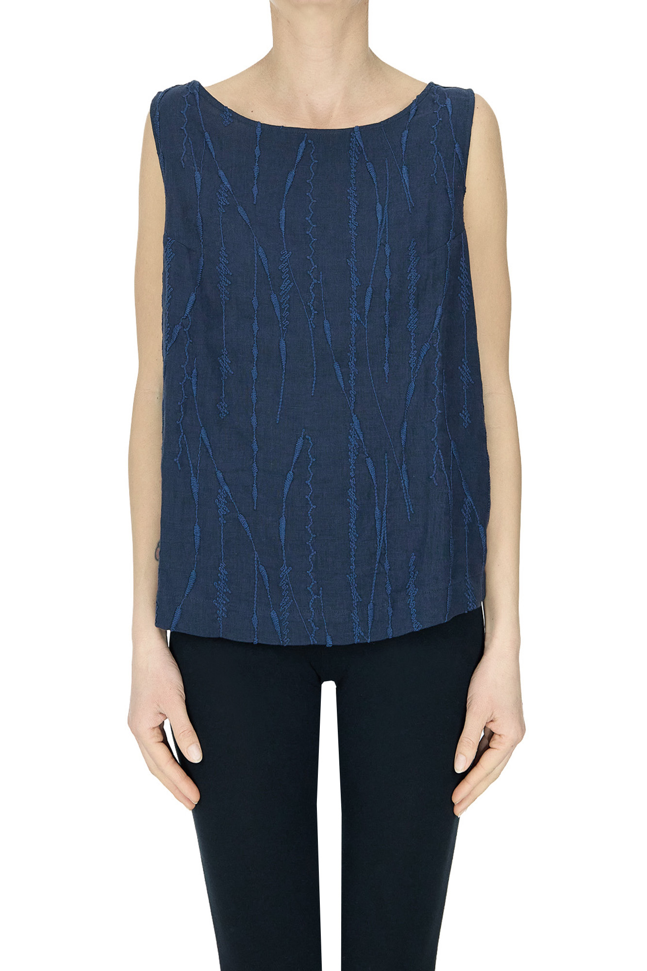 Why Ci Embroidered Linen Top In Blue