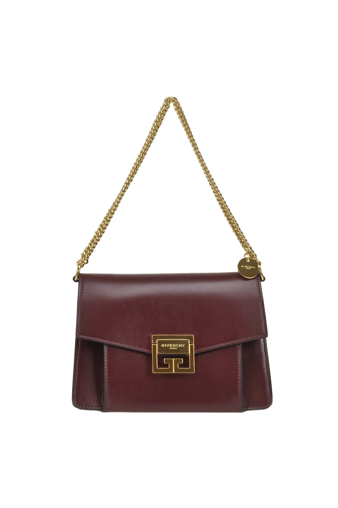 Givenchy Gv3 Small Leather Shoulder Bag In Bordeaux