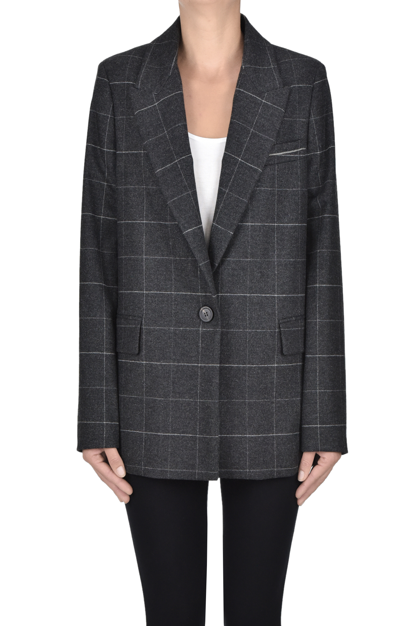 Peserico Checked Print Blazer In Multi