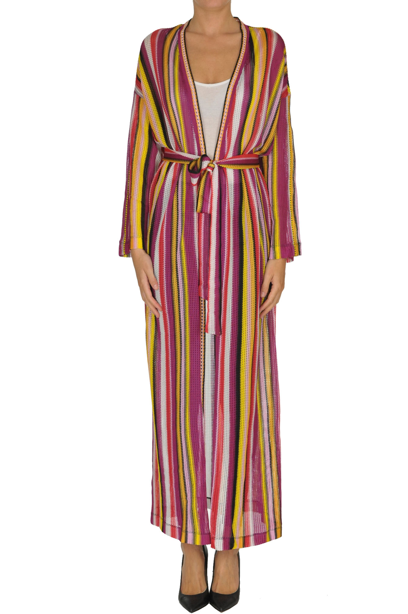 Pinko Striped Long Cardigan In Multicoloured