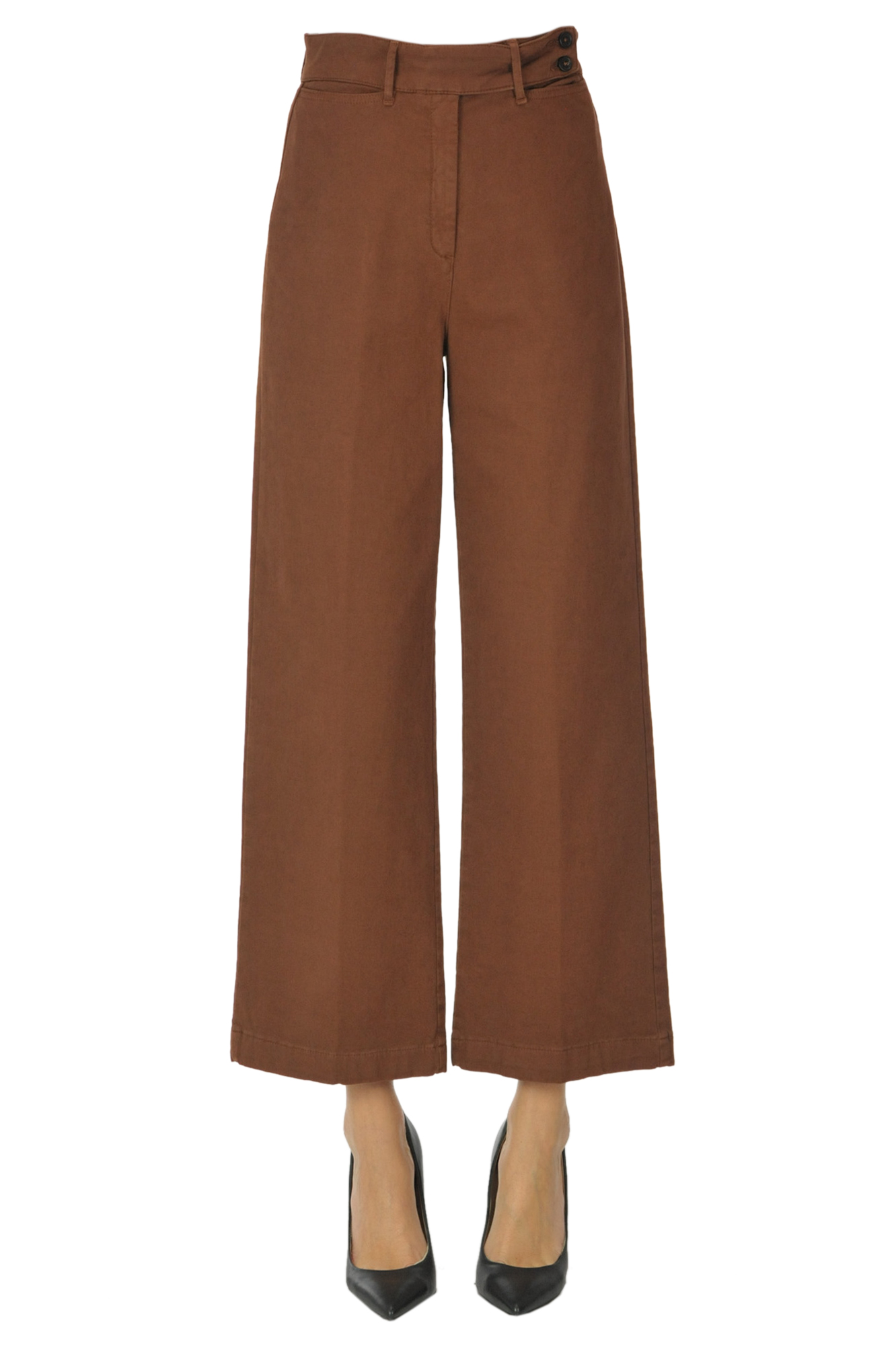Massimo Alba Cropped Cotton Trousers In Brown