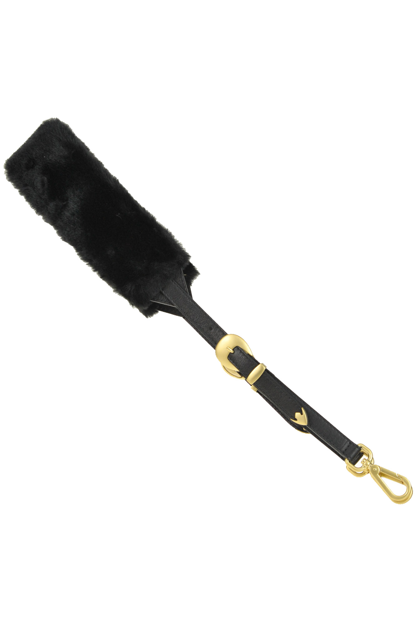 Orciani Shoulder Strap With Eco-fur Insert In Black