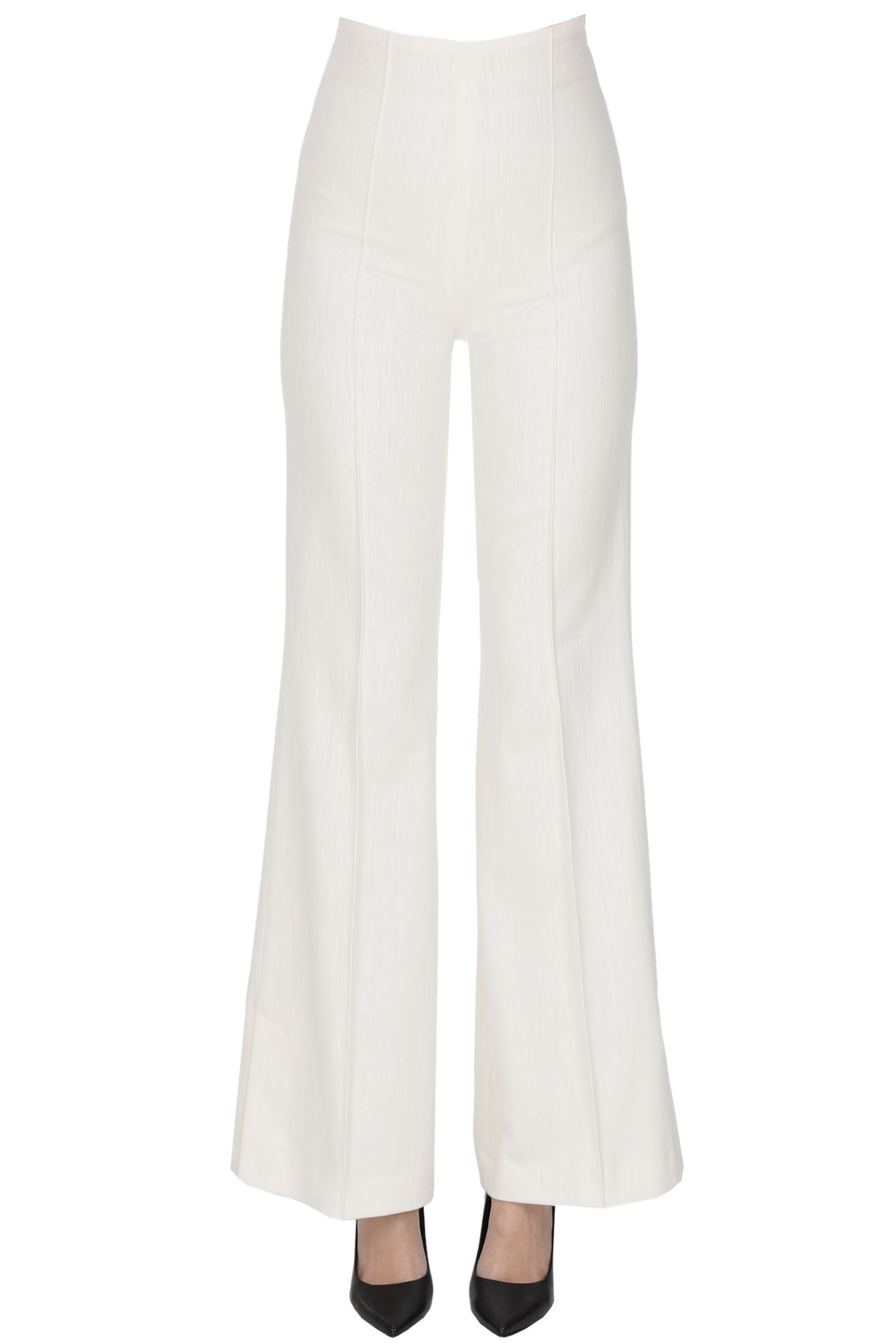 Shop Rohe Flared Leg Trousers In Ivory