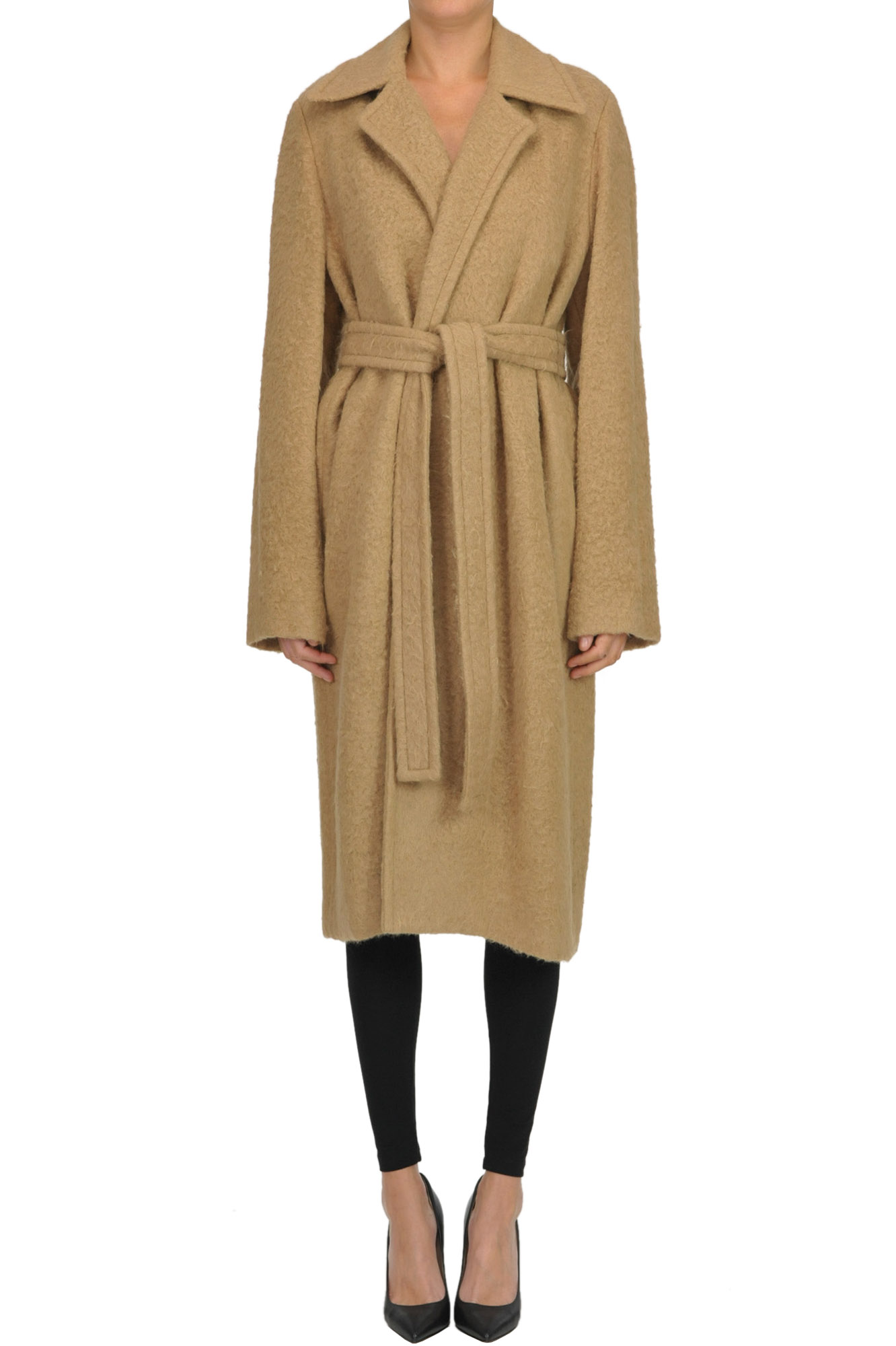 Helmut Lang Alpaca-blend Robe Coat In Camel