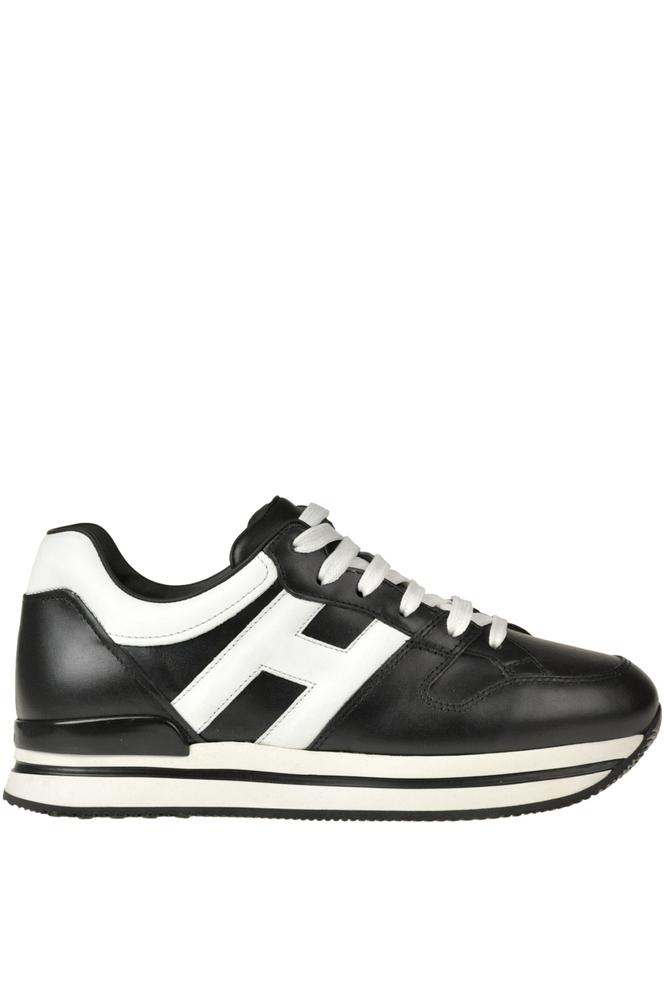 Shop Hogan H222 Leather Sneakers In Black