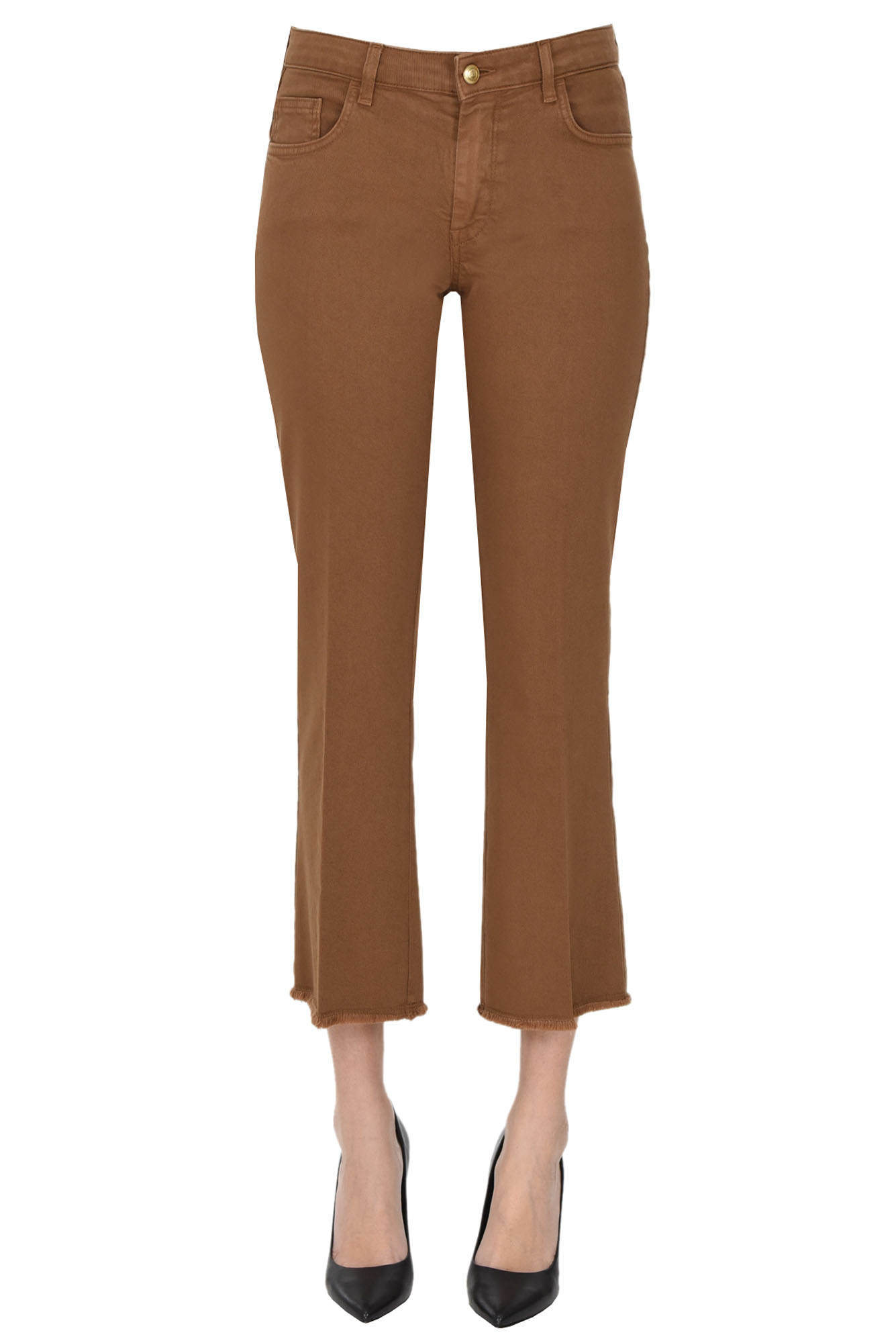 Shop Fay Cropped Jeans In Brown
