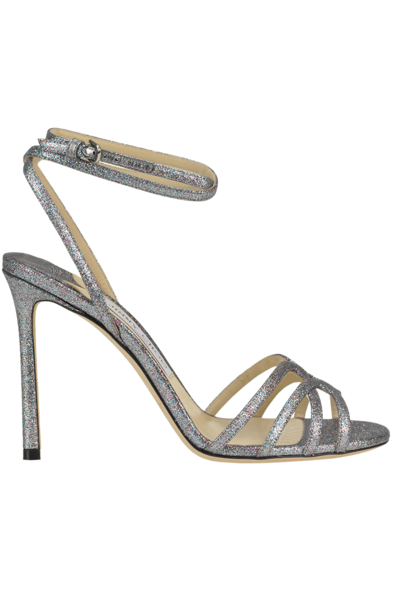 Jimmy Choo Mimi Glittered Sandals In Silver