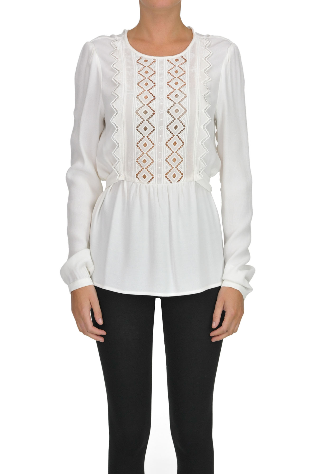 Pinko Viscose-blouse With Lace In White